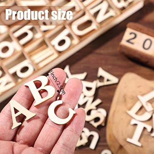248 Pcs Unfinished Wood Alphabet Letters & Numbers for Crafts, Storage Tray, Edu