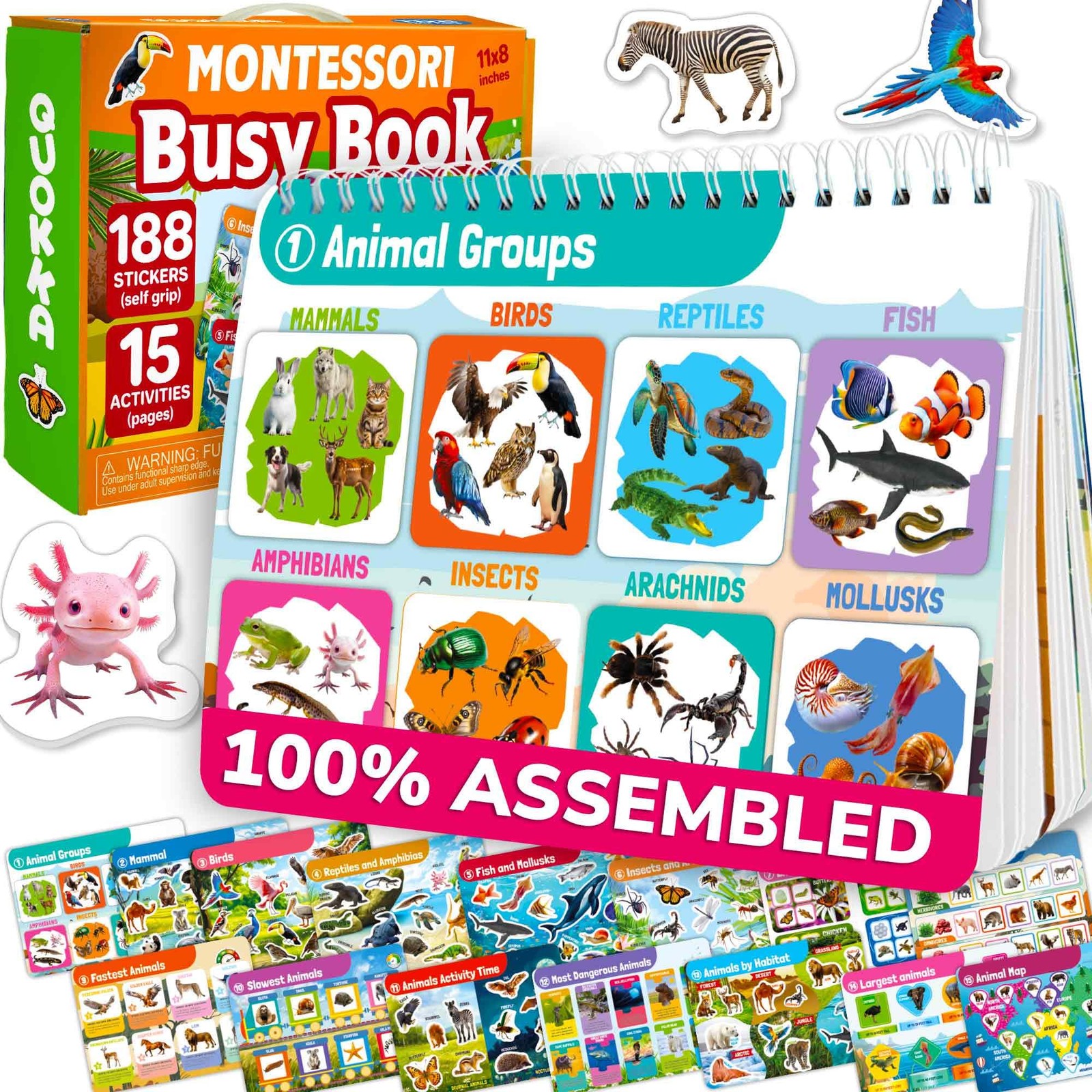 Montessori Busy Book for Ages 4-8 – Pre K Learning Activities for Homeschooli…
