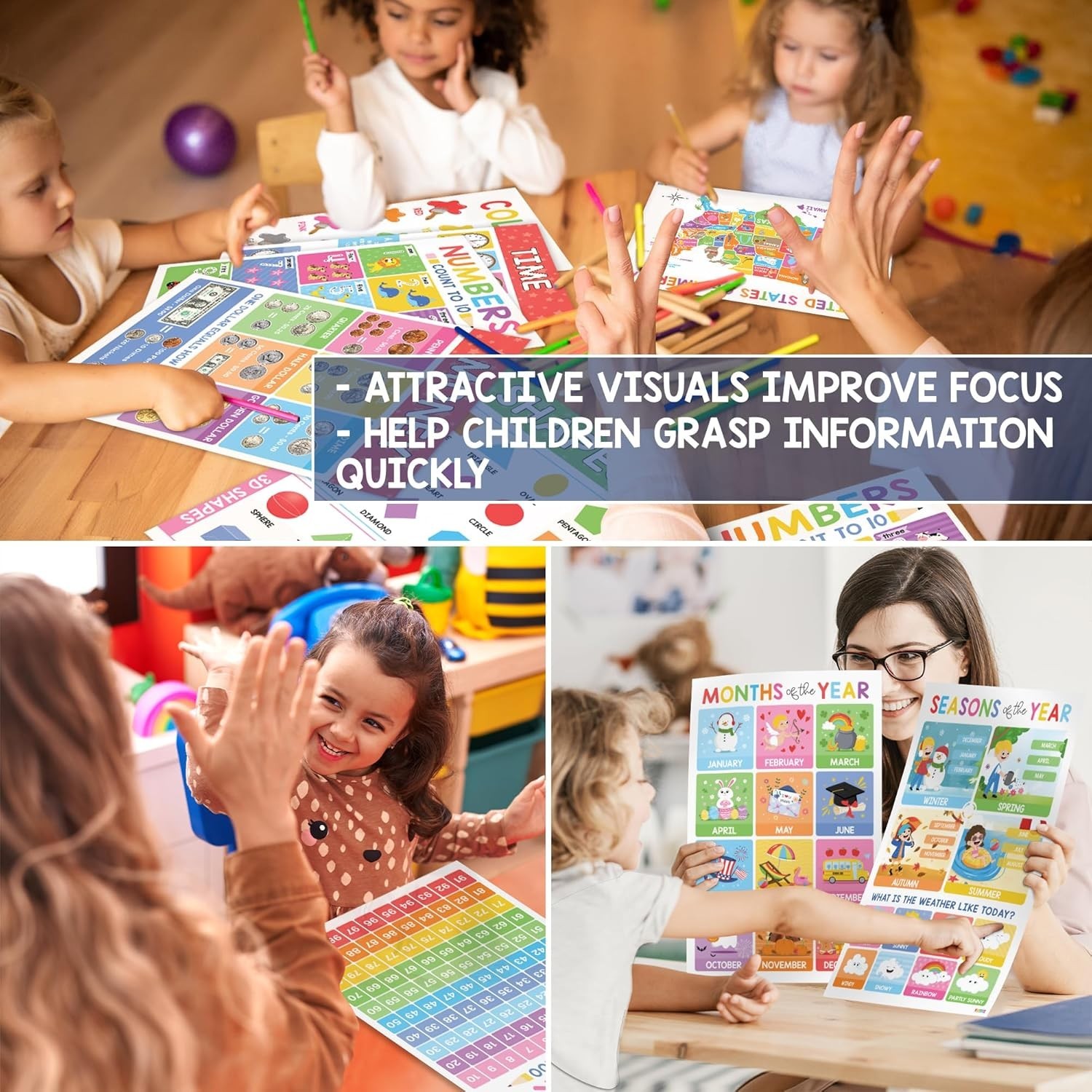 18 Laminated Educational Posters For Toddlers, Preschool Posters for Classroo…
