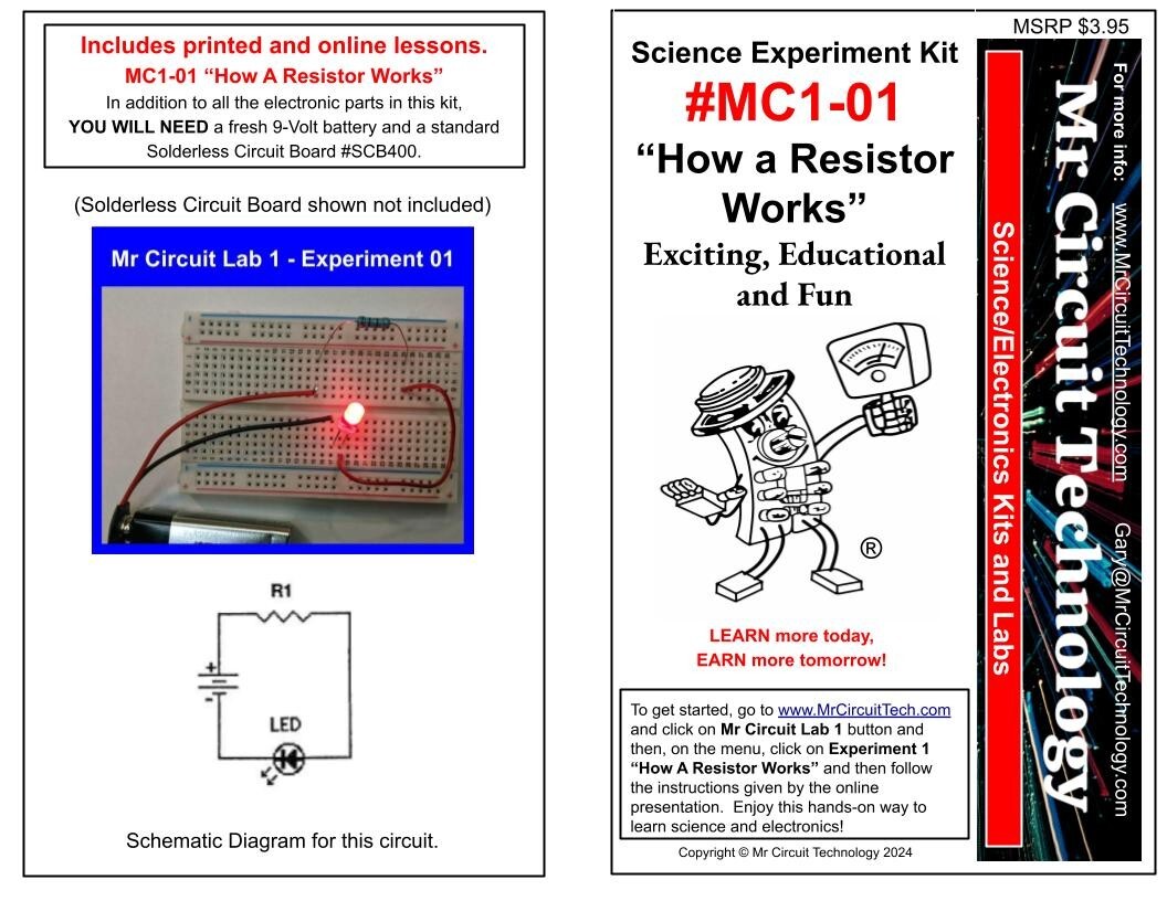 MC1-01 ** Mr Circuit Science ** Experiment Kit -How A Resistor Works-