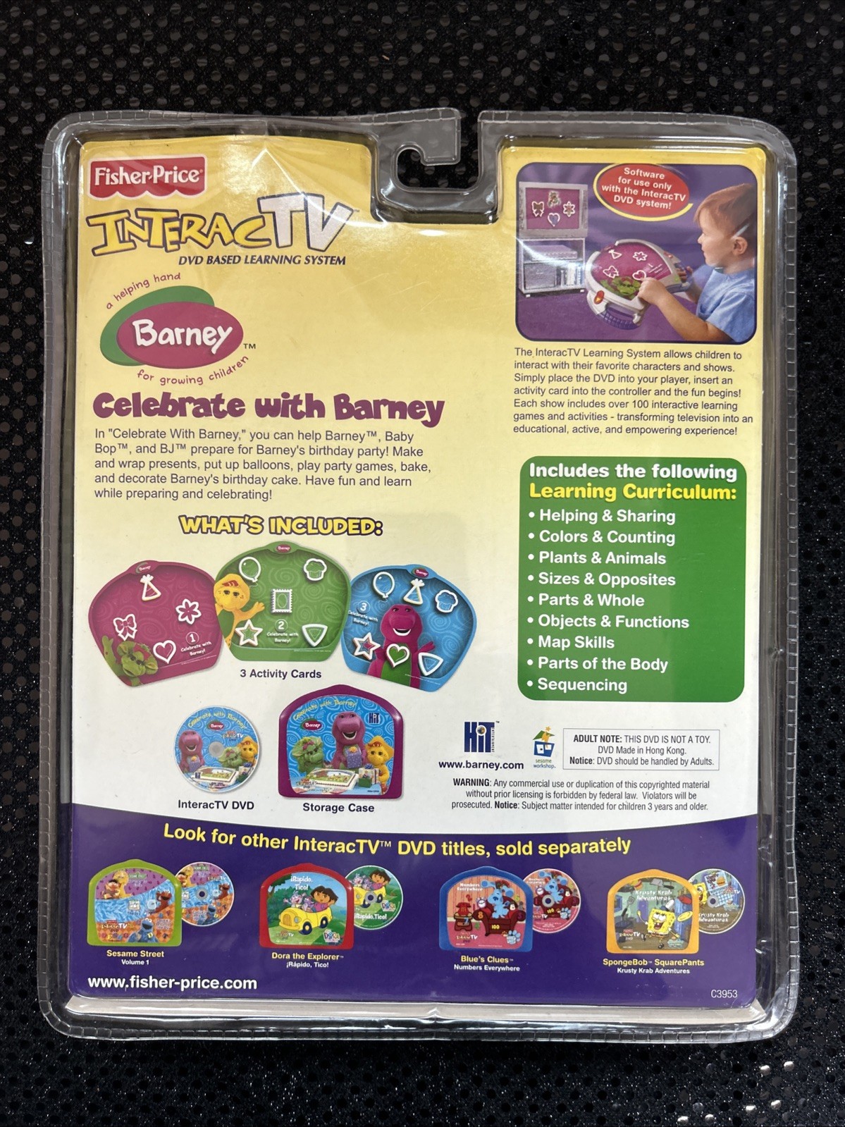 Fisher-Price InteracTV Celebrate With Barney Birthday 2004 Rare New DVD + Book