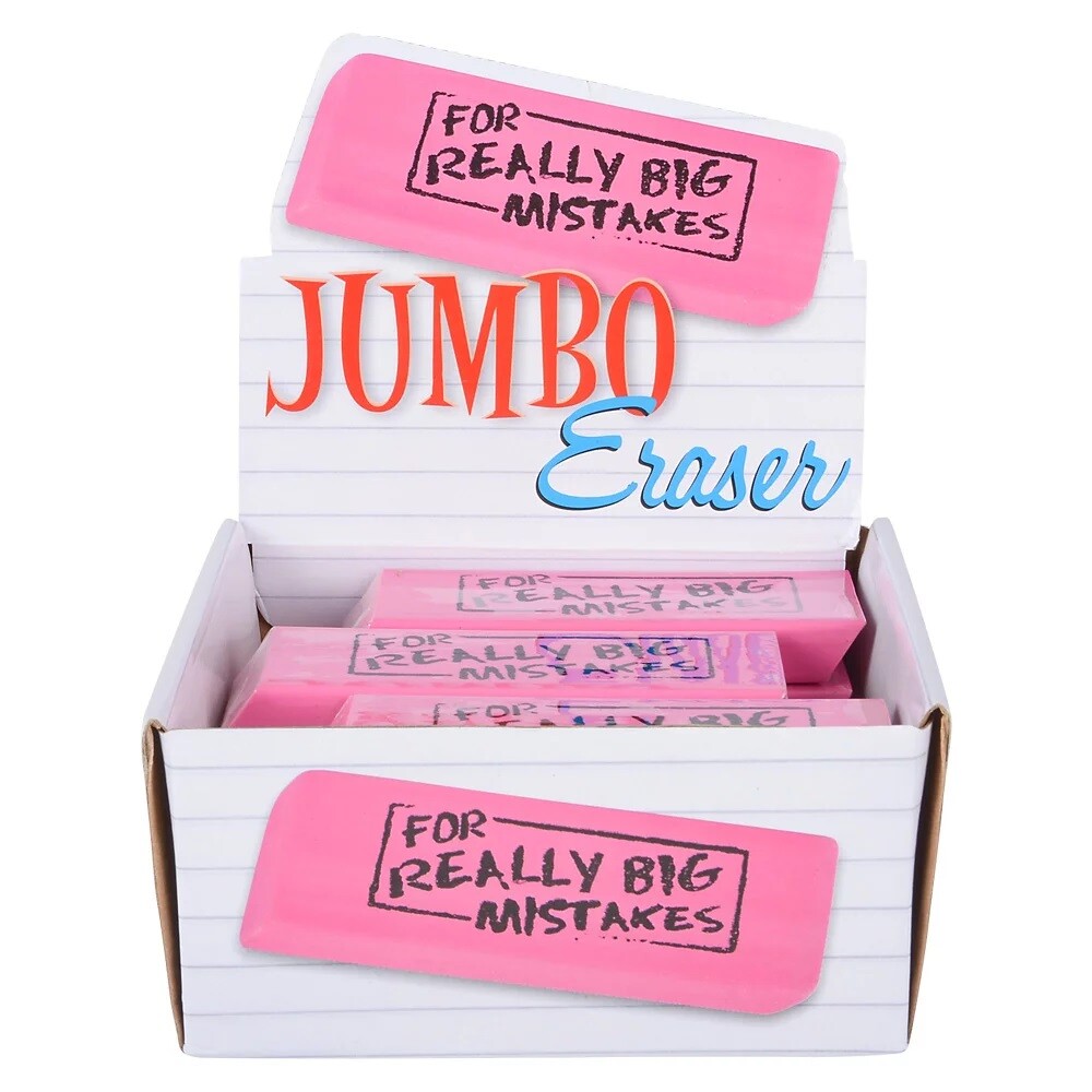 Jumbo Big “For Really Big Mistakes” Wedge Pink Erasers (5.5″ x 2″) Large Pencil