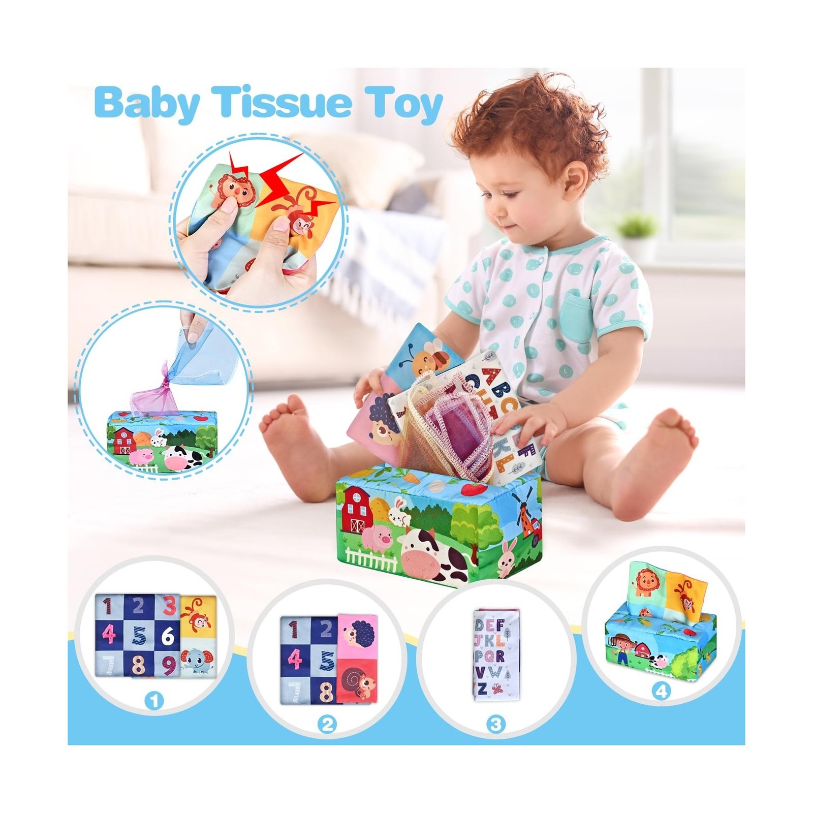 Baby Toys 6-12 Months, 6 in 1 Montessori Toys for 1 Year Old, Soft … Fast Ship