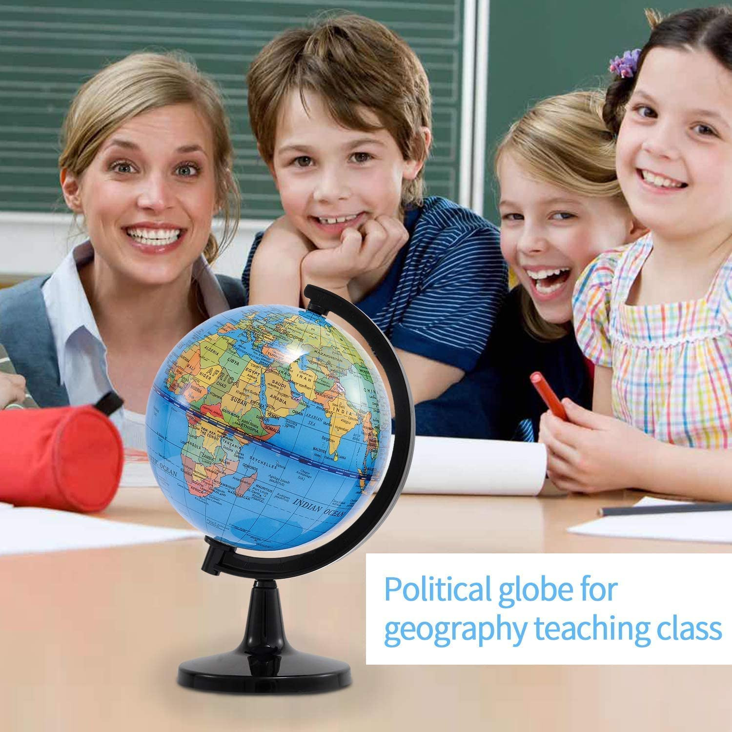 4” World Globe for Kids Learning, Educational Rotating World Map Globes Mini Si