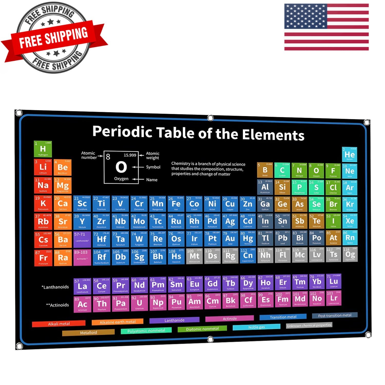 Periodic Table with Real Elements Inside – 24×16-Inch Chemistry Periodic Tabl…