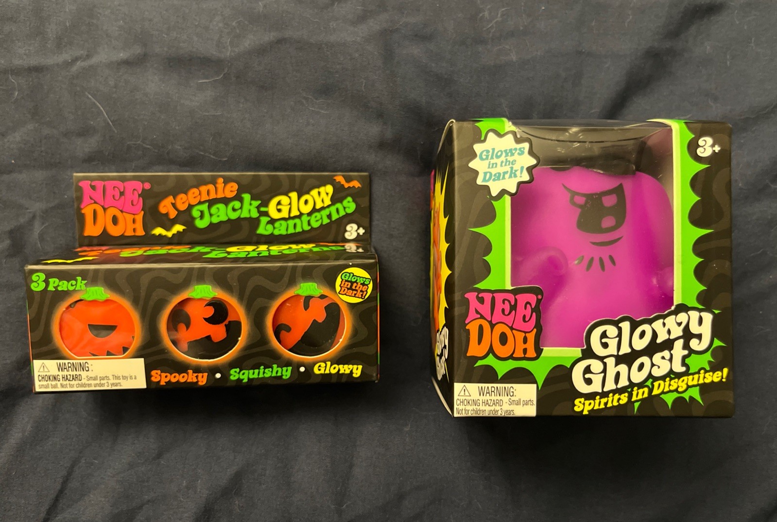 Schylling Nee Doh Glowy Ghost (Purple) and 3pk Teenie Jack Glow Lanterns NEW