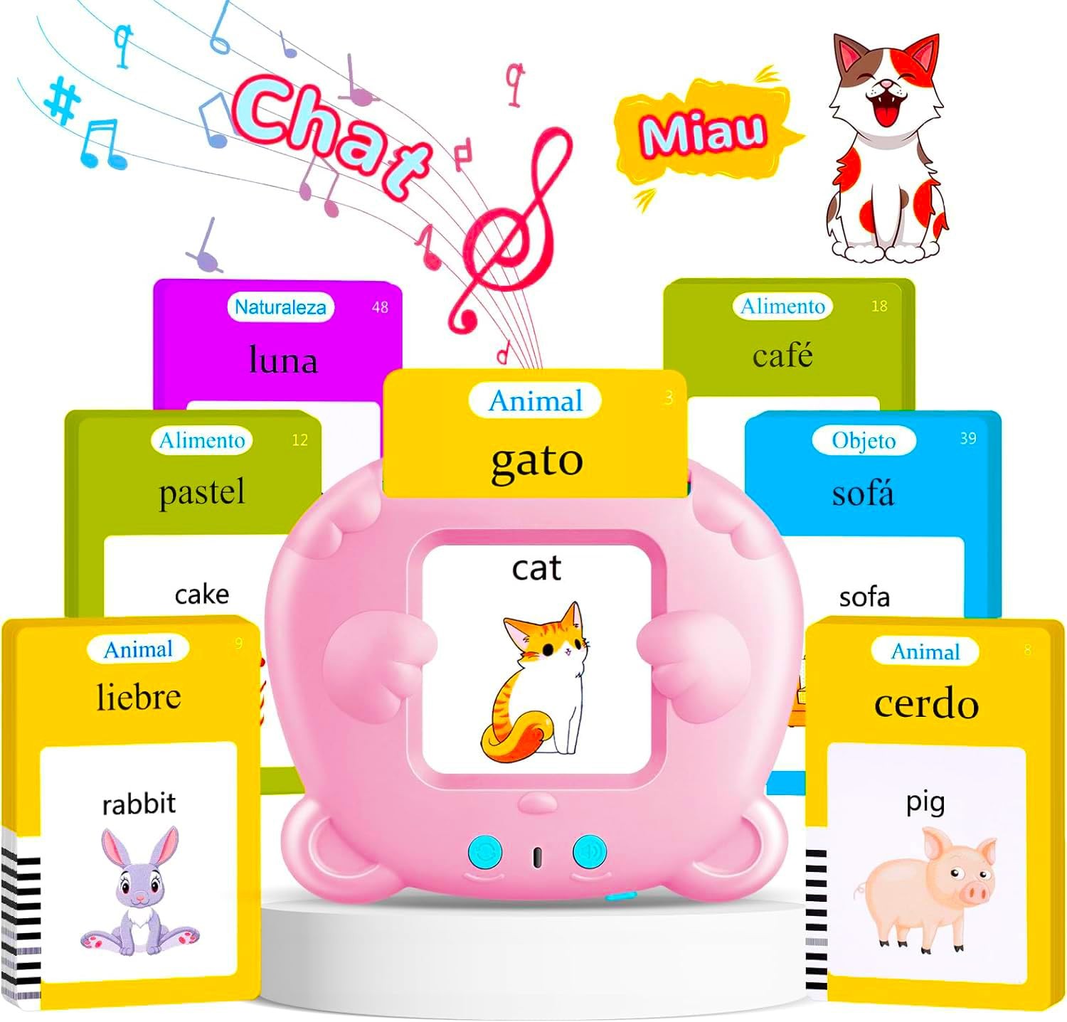 Spanish & English Talking Flash Cards for Toddler 1-6 Year Olds, Learning Mon…