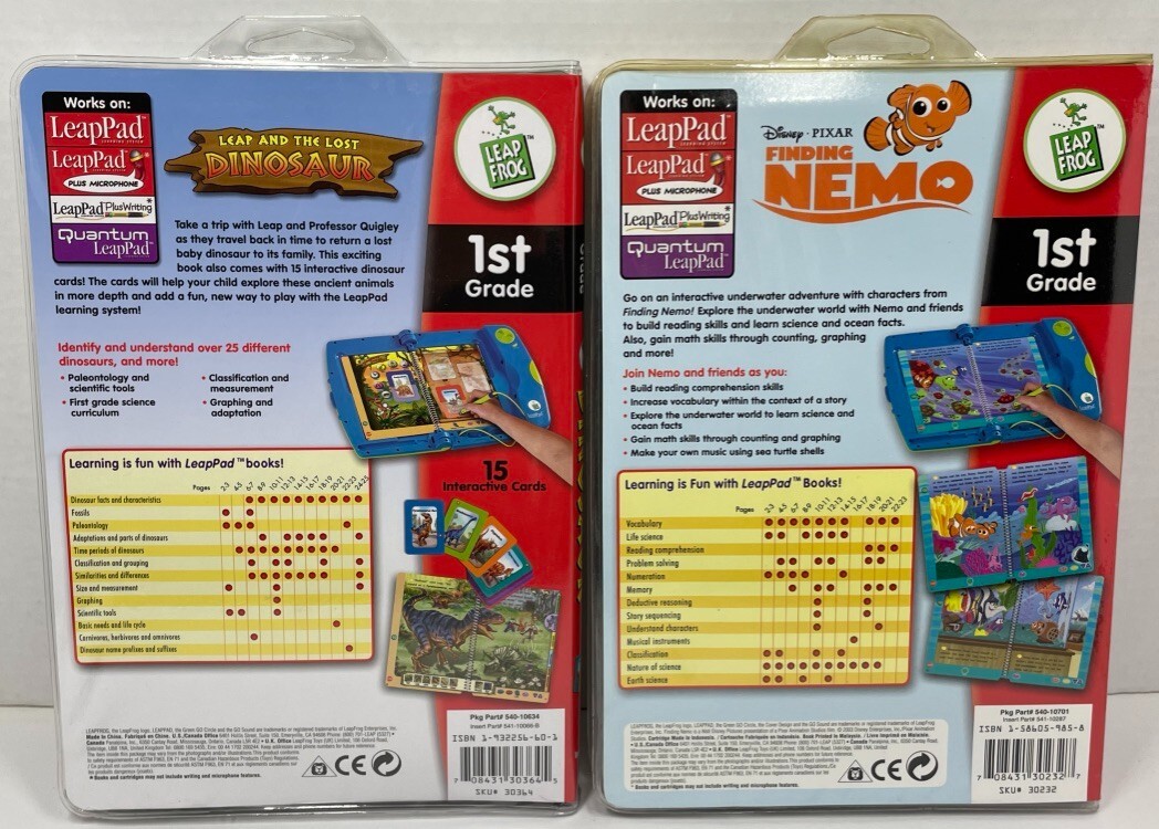 LeapPad LeapFrog Finding Nemo & Leap And The Lost Dinosaur – 1st Grade – Sealed