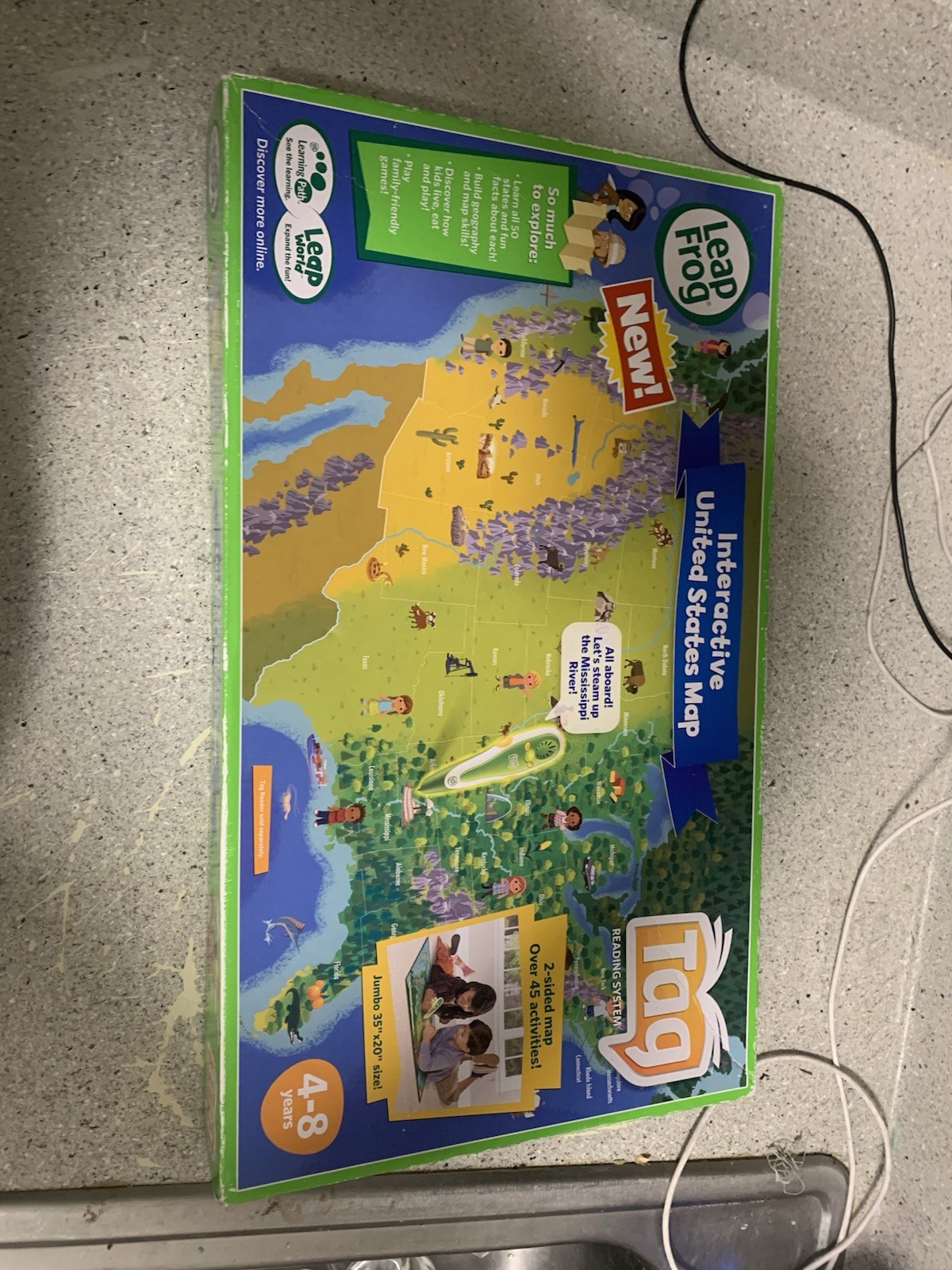 LEAP FROG INTERACTIVE UNITED STATES MAP TAG READING SYSTEM 2 SIDED MAP