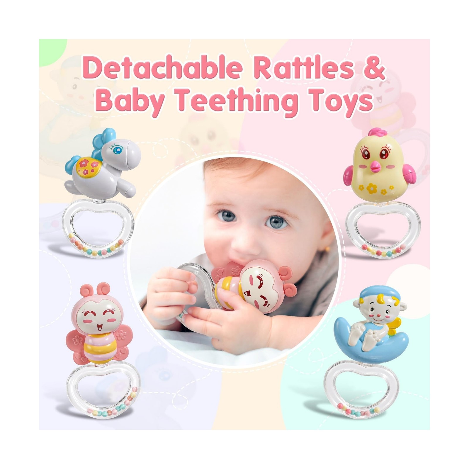 BOBXIN Baby Musical Crib Mobile for Bassinet with Projector and Night Light,1…