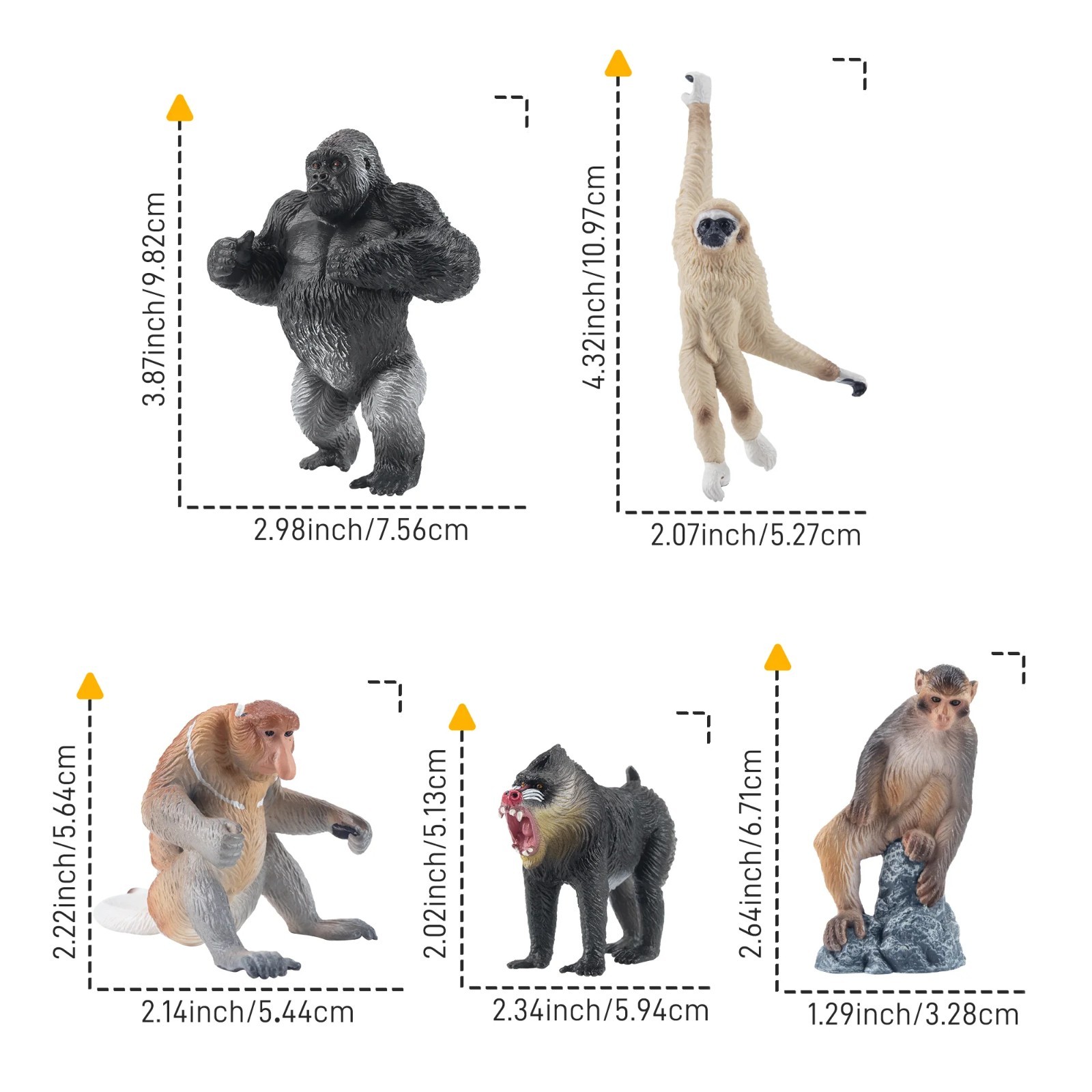 Toymany 15pcs Primates Animal Figurine Realistic Collectible Handpainted Toy Set