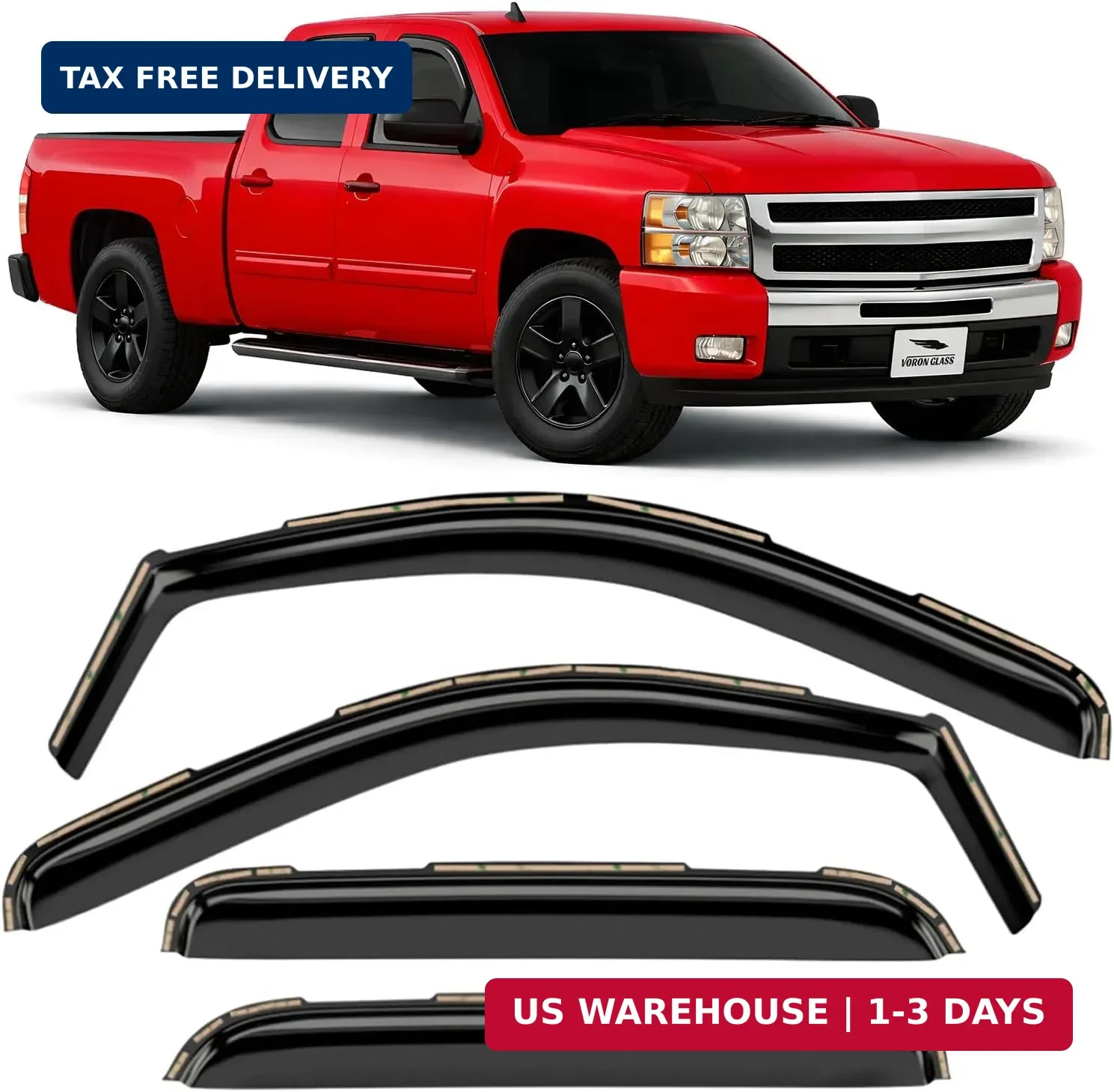 Voron Glass in-Channel Extra Durable Rain Guards for Trucks Chevrolet (Chevy) Si