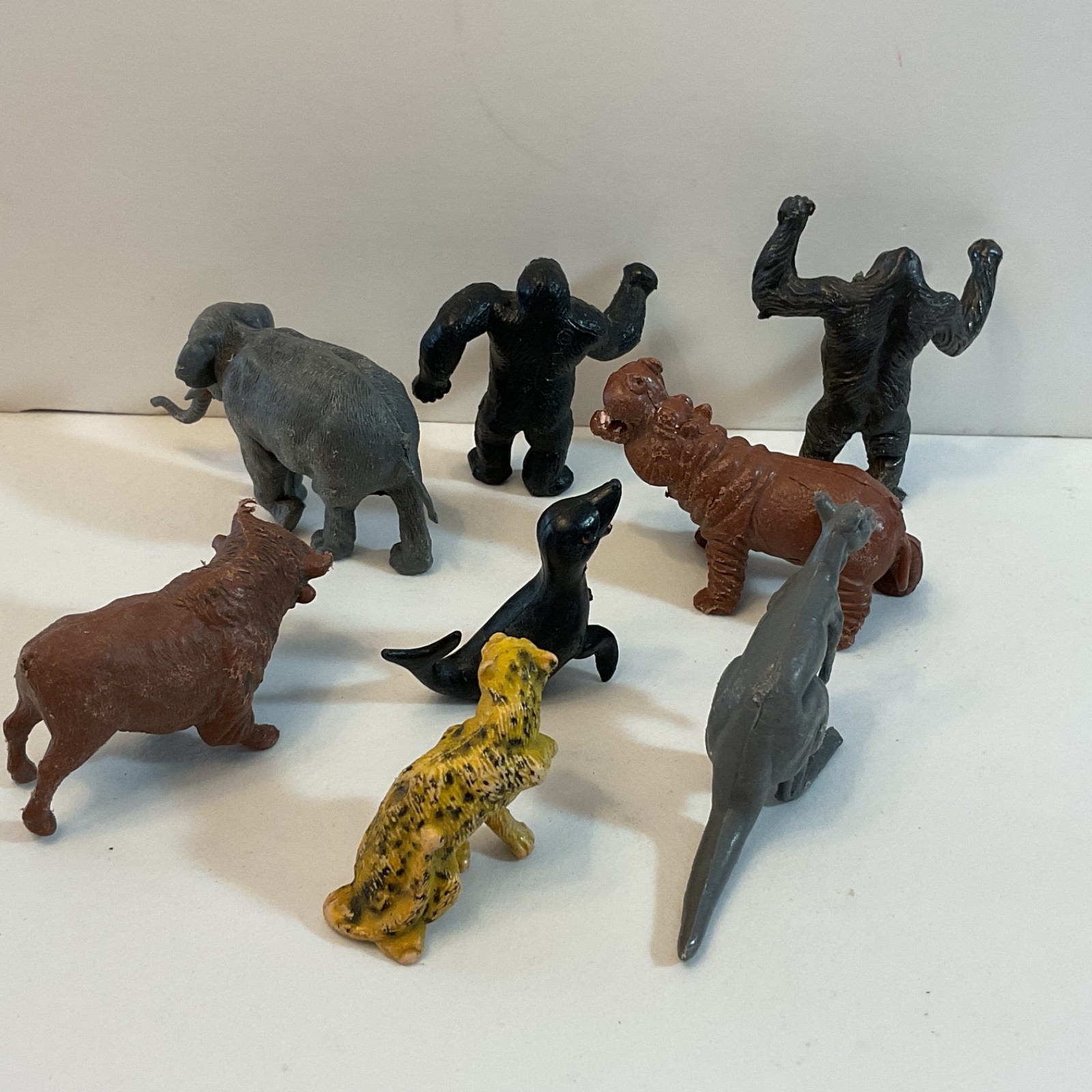 Vintage Larami Corp & Hong Kong Small Animal Figures Lot of 8 Various 2” Tall