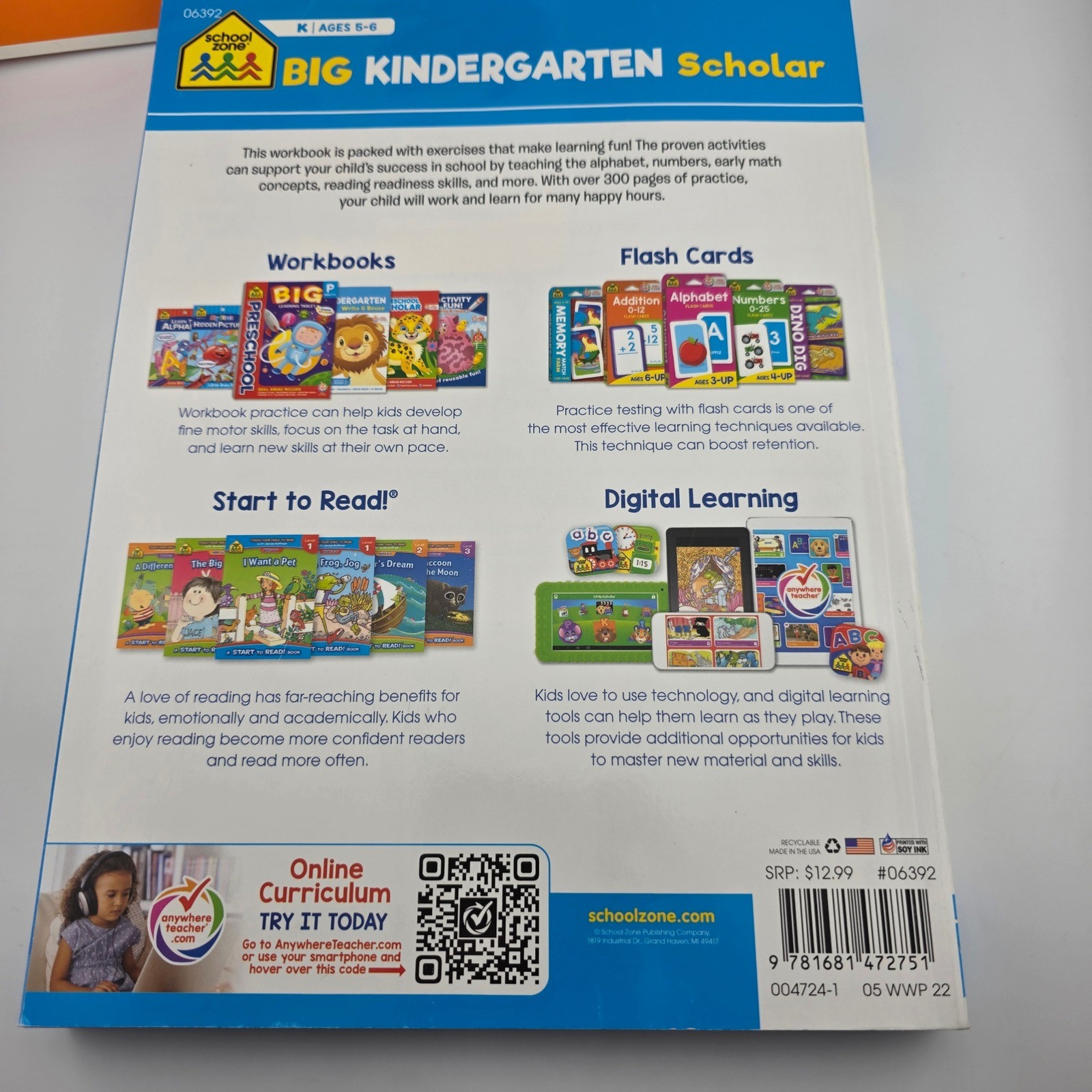School Zone Big First Grade Preschool Kindergarten Scholar Workbook Set Kids