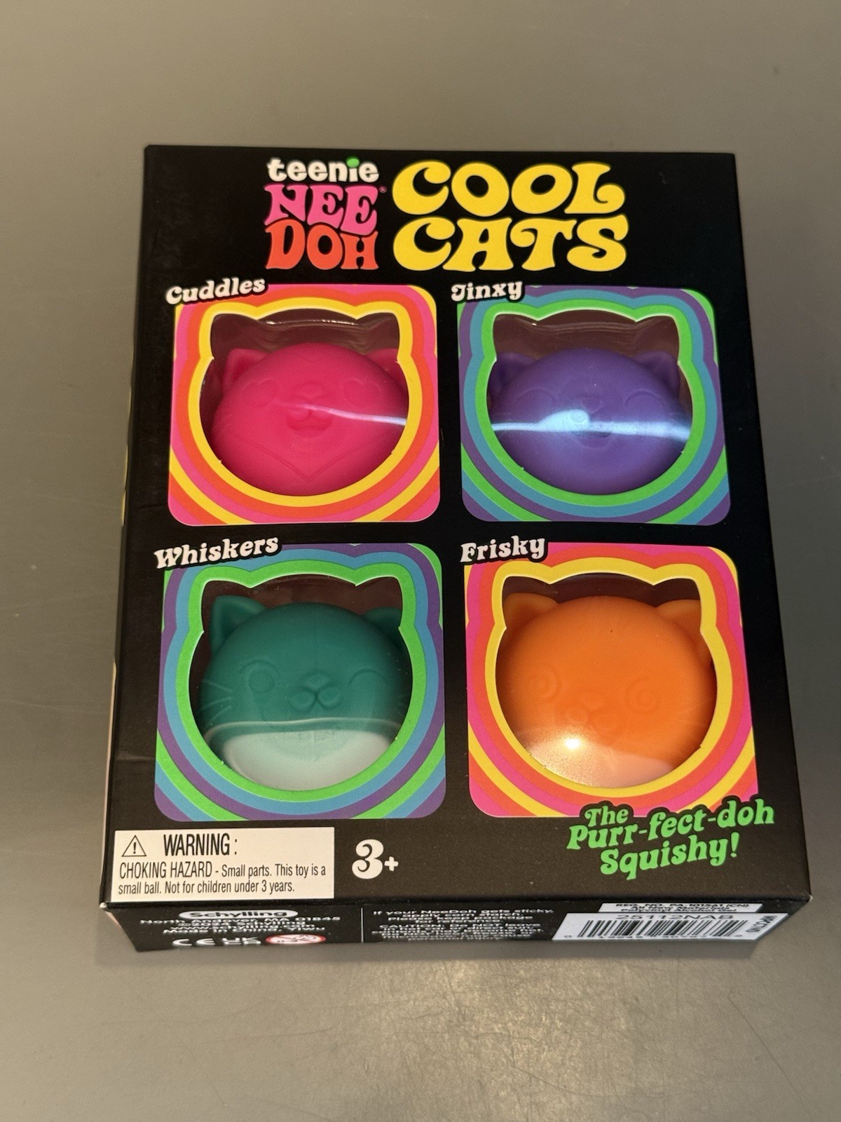 Nee Doh NIB Authentic Teenie Cool Cats 4 Colors Pink Purple Green Orange HTF ▶️