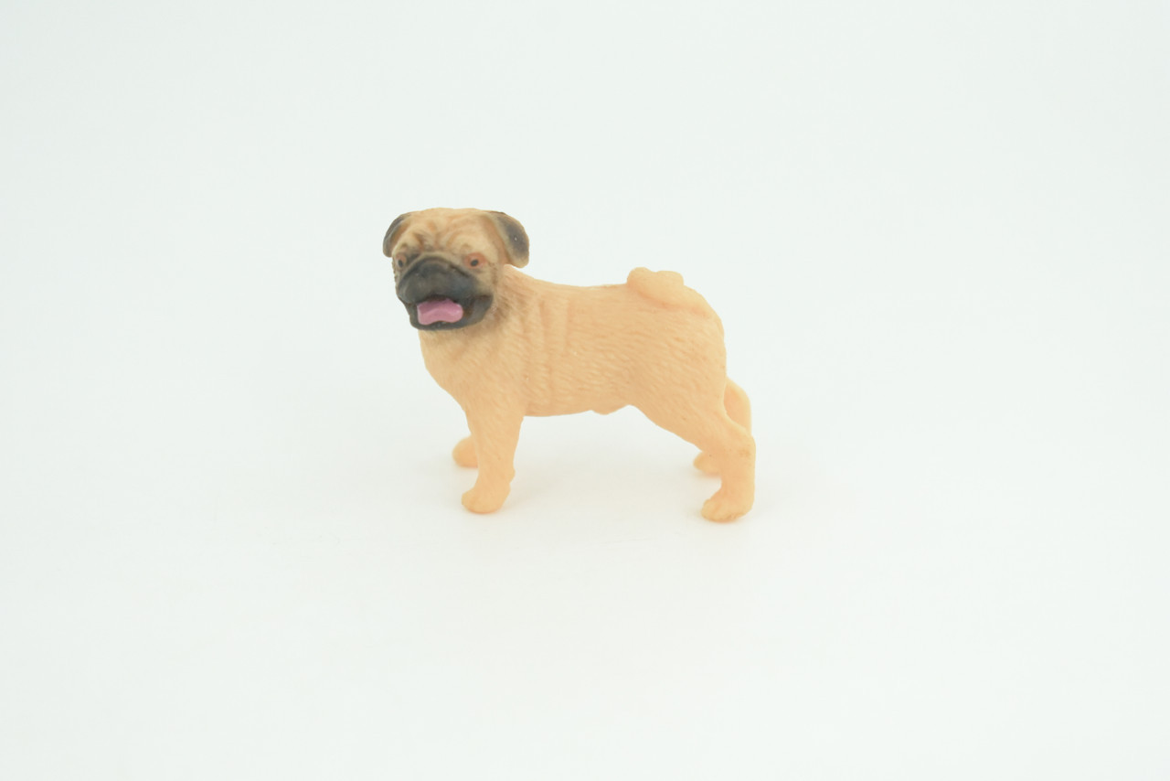 Pug Puppy Dog Toy, Realistic Hand Painted Rubber Model 1 3/4 Inches CH917 BB204