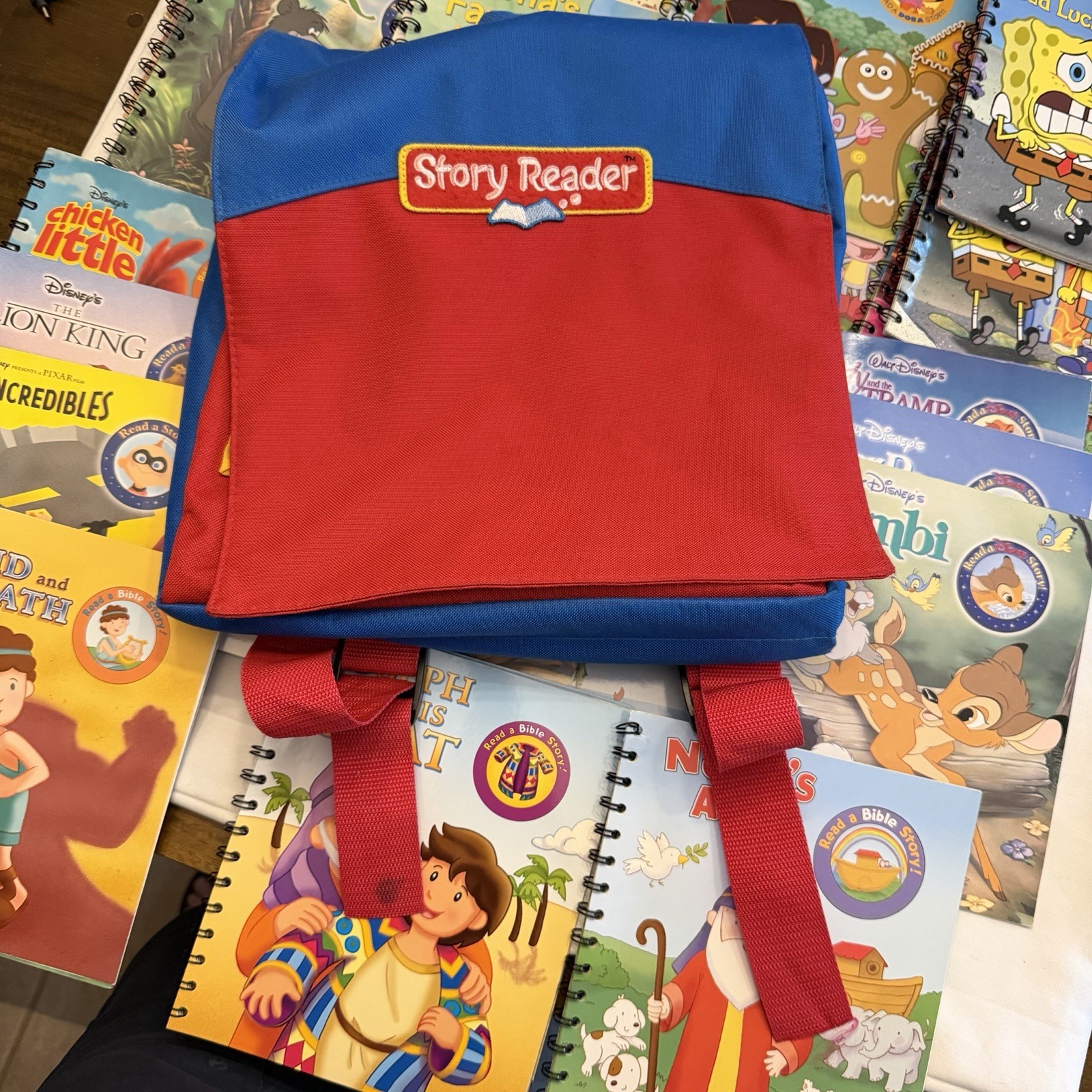 Children’s Story Reader System Lot- 24 Books, 12 Cassettes, and Backpack