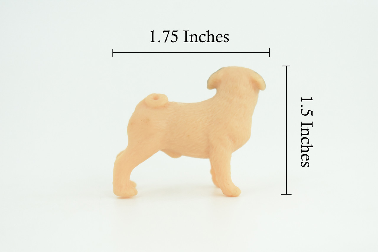 Pug Puppy Dog Toy, Realistic Hand Painted Rubber Model 1 3/4 Inches CH917 BB204