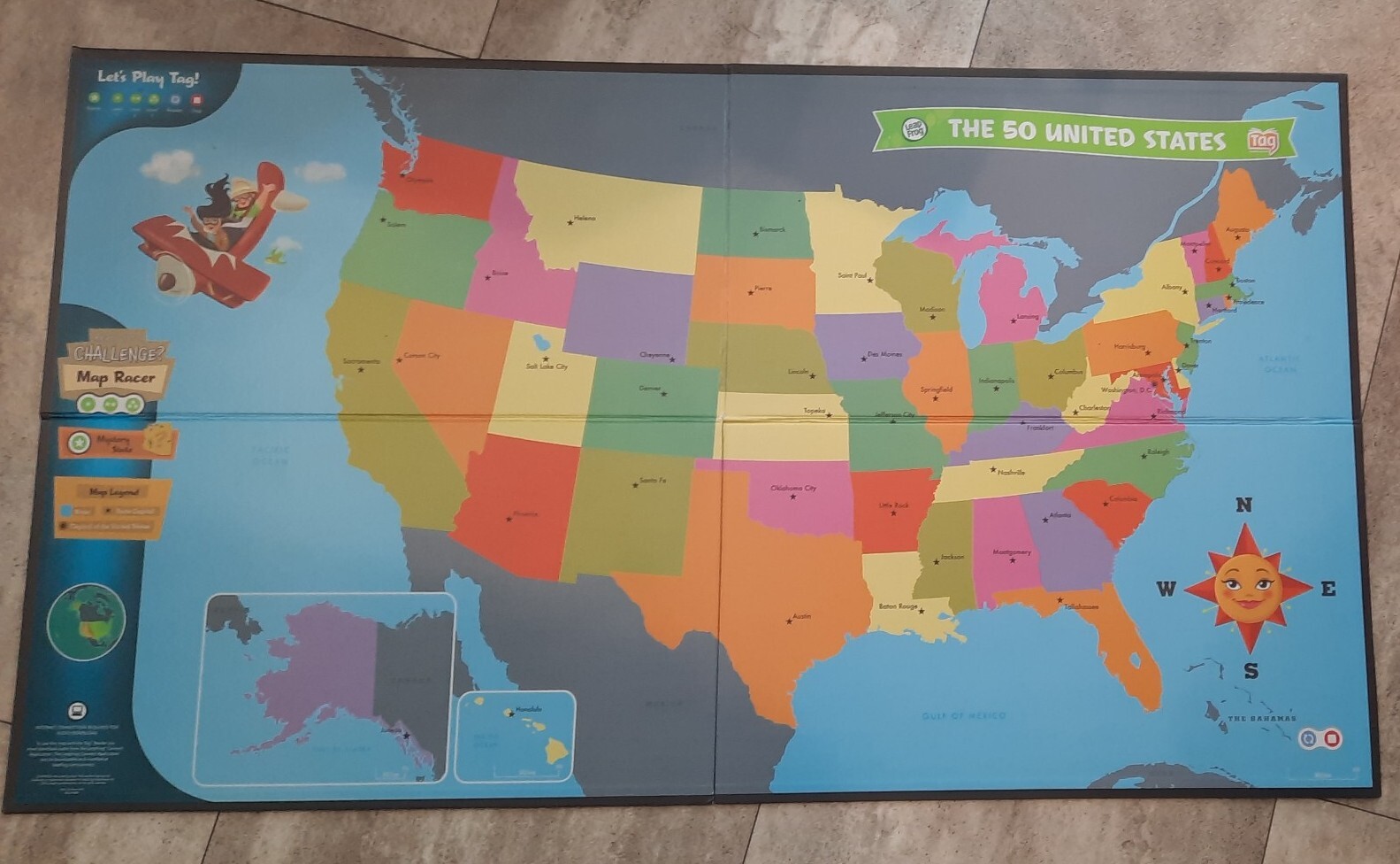 Used Good Leap Frog Tag Interactive United States Map 2-Sided Jumbo 35″ x 20″