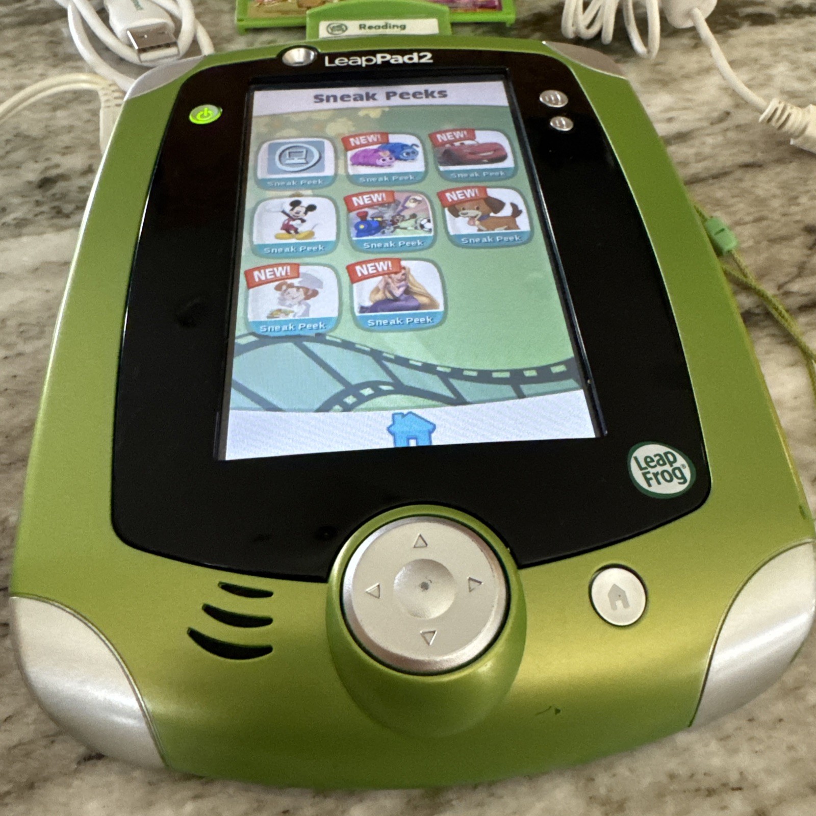 LeapFrog LeapPad 2 Green Kids Tablet + 10 Cartridges, Stylus, Extra USB Cord