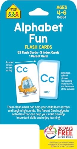 School Zone – Alphabet Fun Flash Cards – Ages 4 to 6, Preschool to Kindergarten