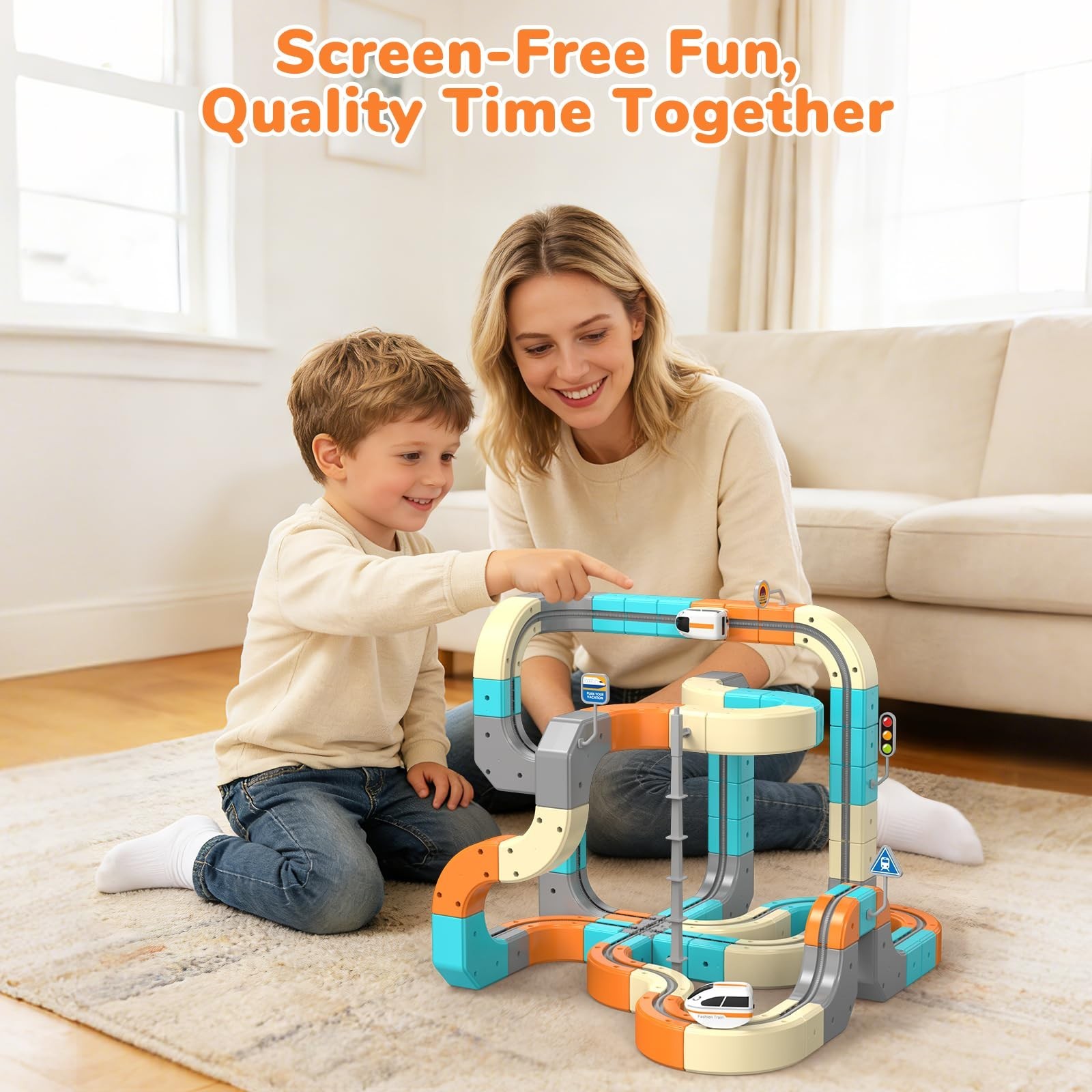 Electric Train Set 3D Flexible Race Track for Kids 3 4 5 6 7 8 Years Old, 82 …