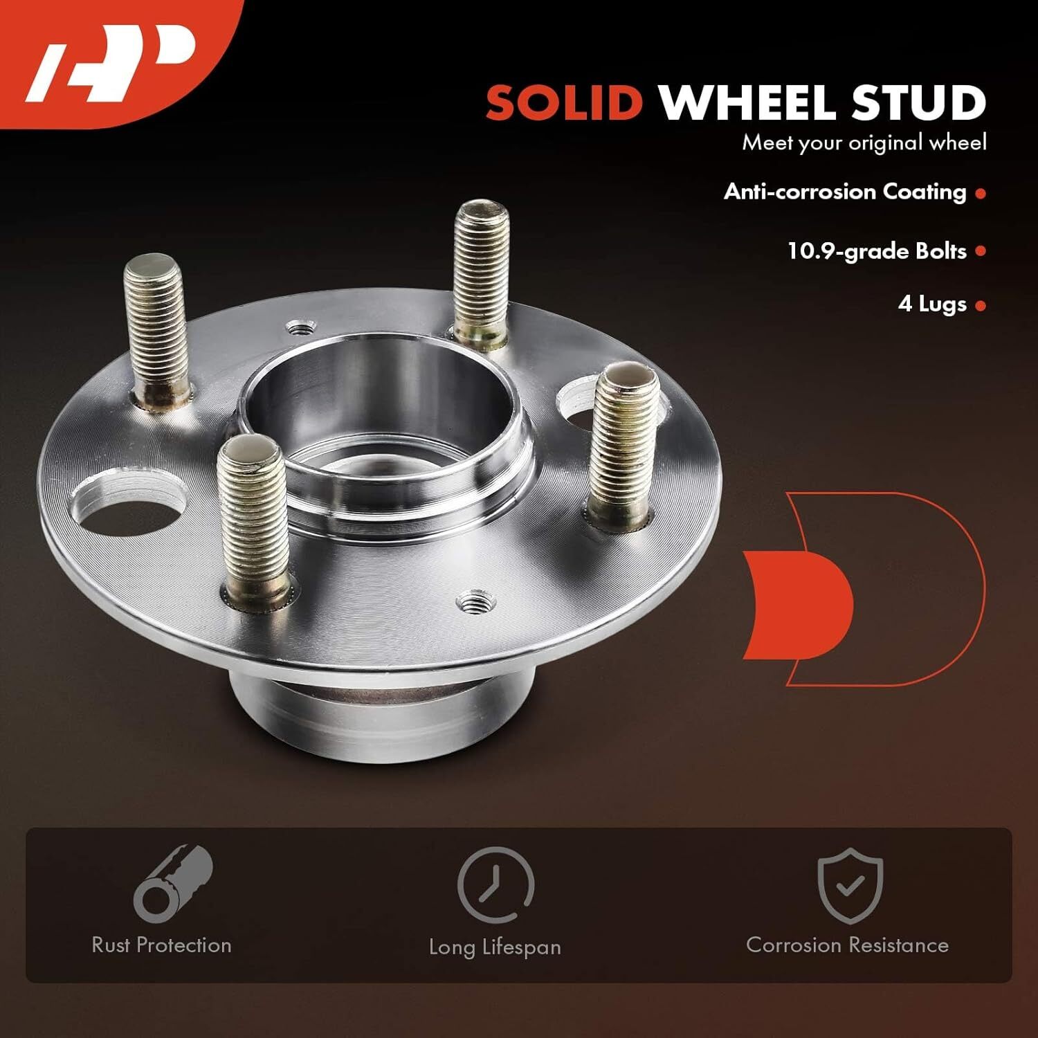 APM 2 x Rear Wheel Bearing and Hub Assembly with 4-Lug Compatible with