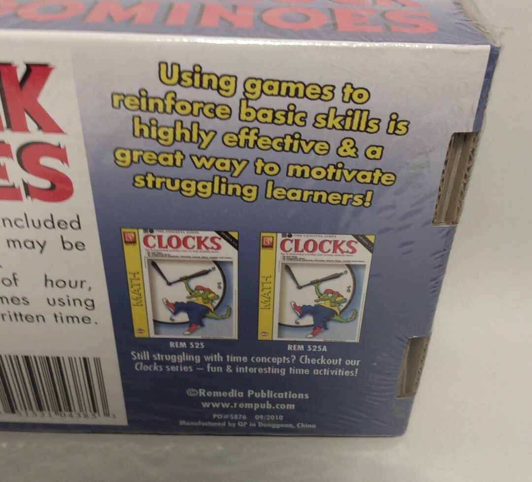 Remedia Publications Clock Dominoes Grades 2-6 (2-4 Player) New