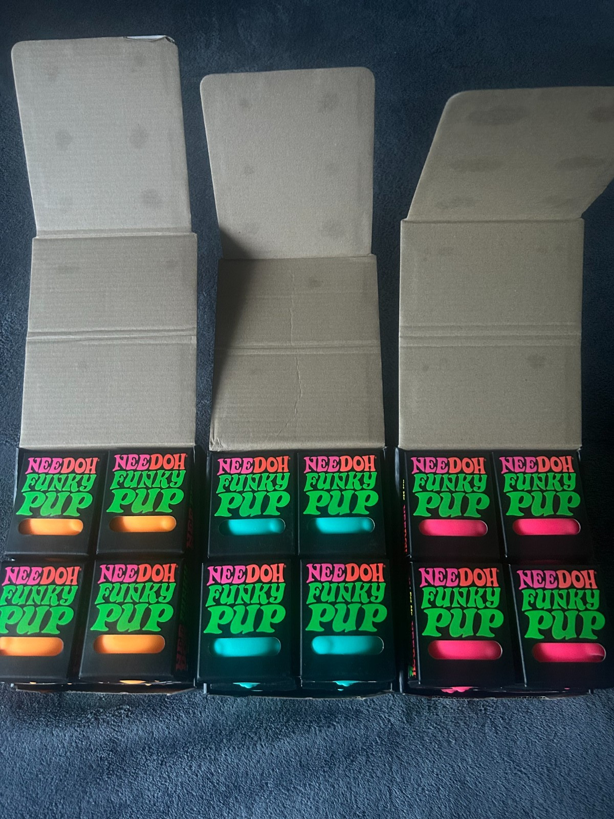 Needoh Lot Full Cases Of Funky Pups 36 Total Squishys New Orange Pink Cyan
