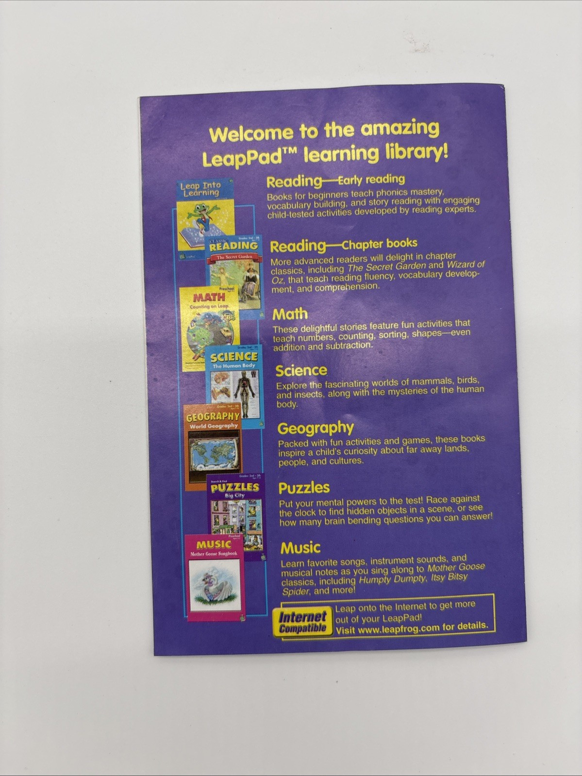 Vintage 2001 LeapFrog Leap Pad Learning System Console + 10 Books ~ Works