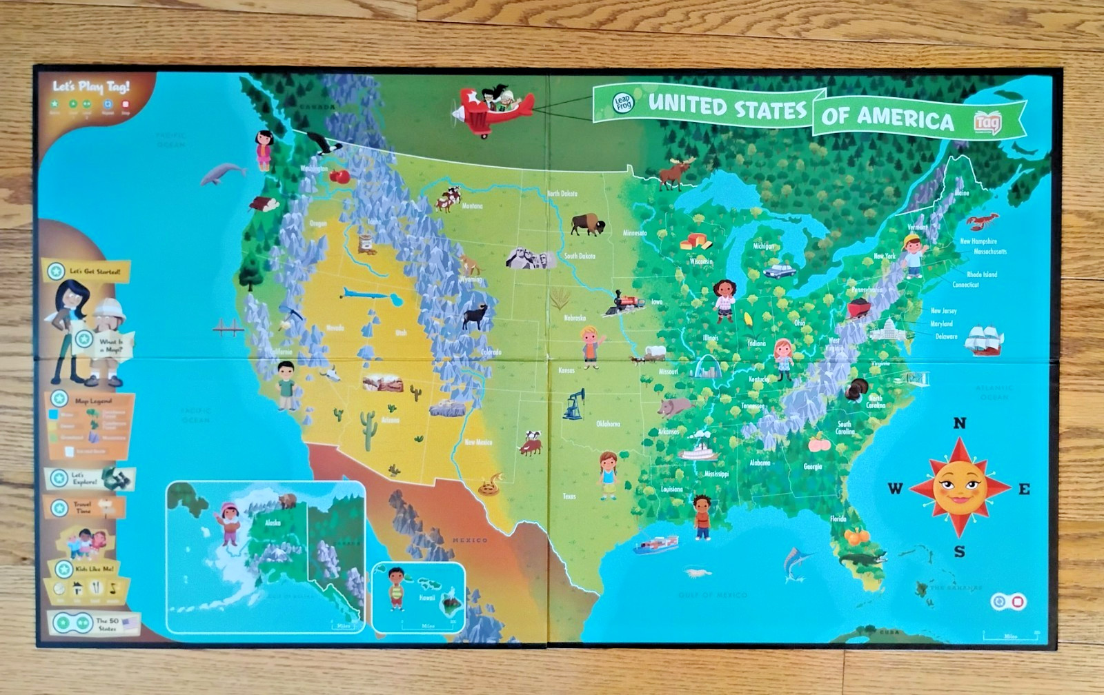 Leap Frog Tag Interactive Jumbo US Map 2 Sided- Tag Reader Sold Separately