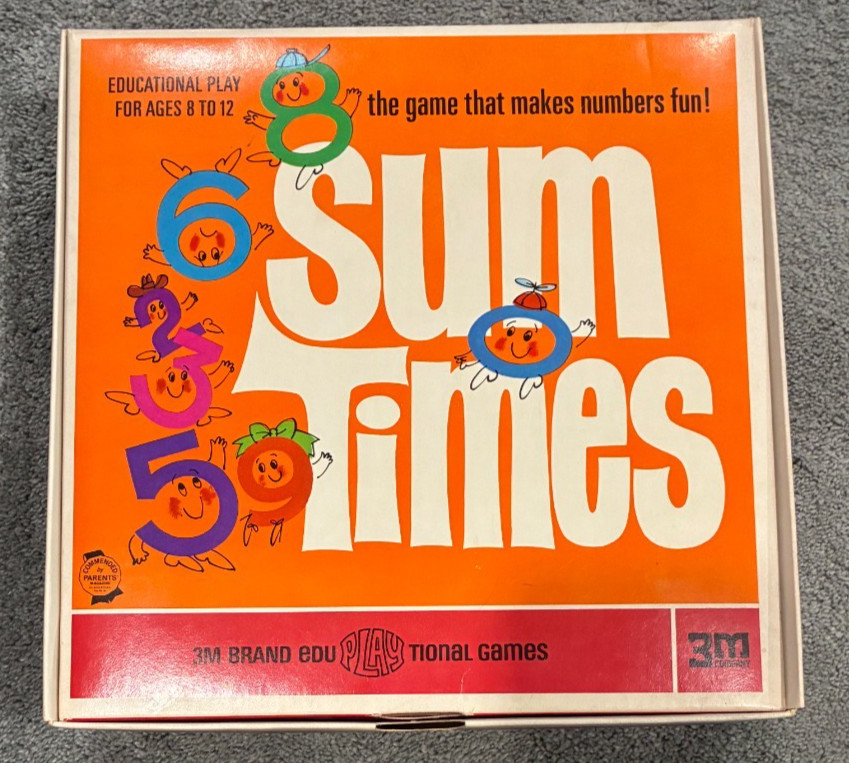 Sum Times Vintage Math Board Game 1968 Classic by 3M – 100% Complete