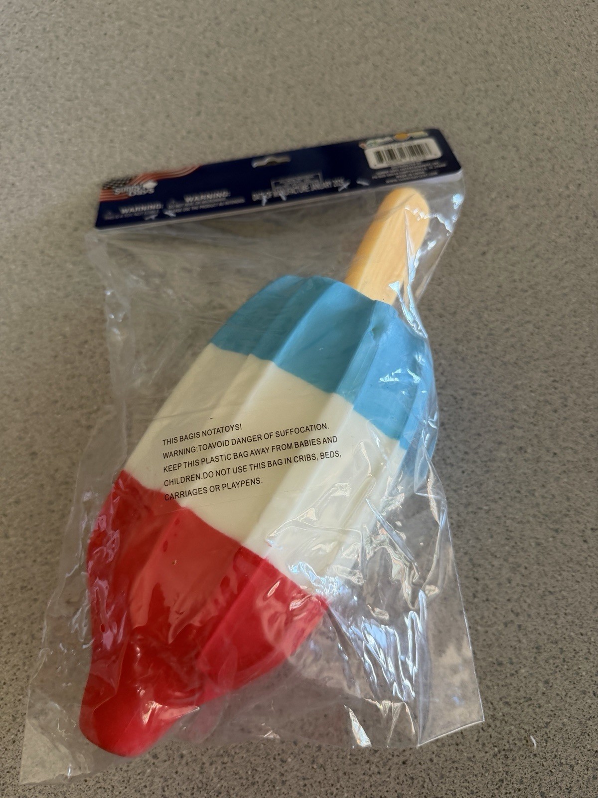 New Sunny Days Jumbo Squishy Red White Blue USA Popsicle Ice Pop Squeeze Toy 3+
