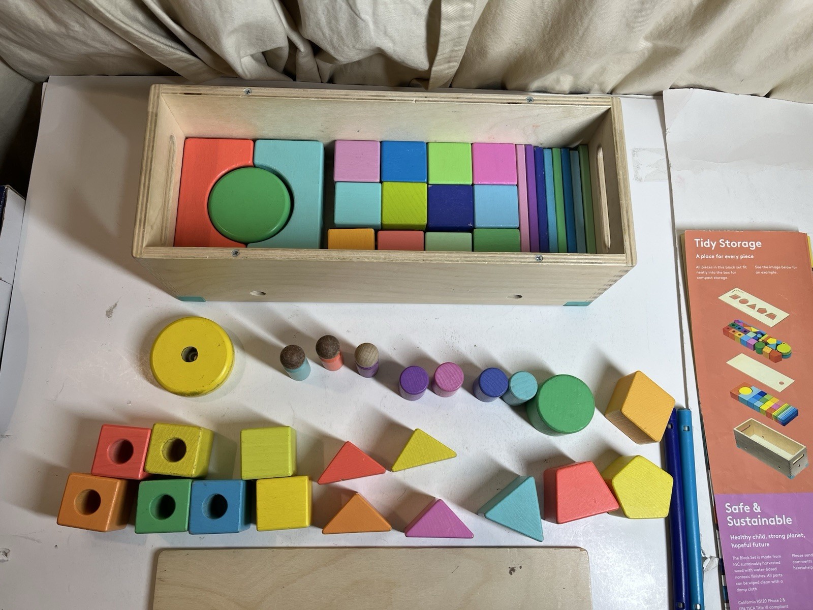 LOVEVERY The Block Shape Wooden Montessori Kids 59 Pieces Incomplete READ