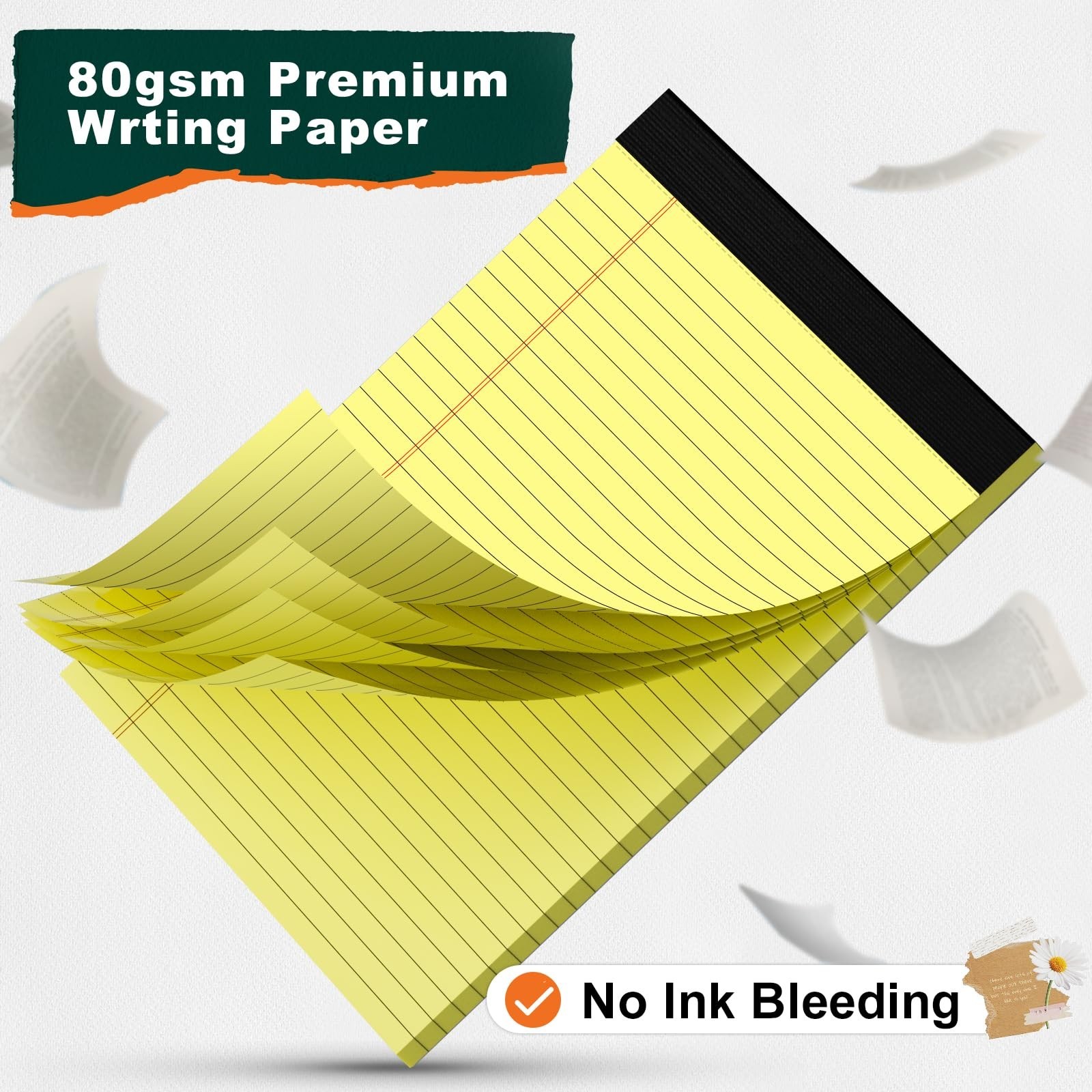 Legal Pads 8.5 x 11 Yellow Note Pads 8.5 x 11.75 Wide Ruled Writing Pads Line…