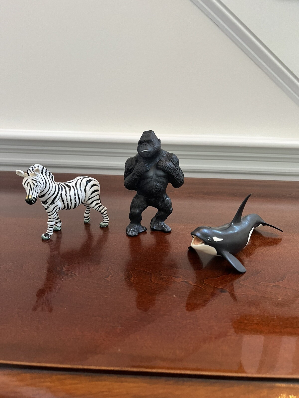Vintage Playskool Safari Jungle Animal Lot Of 3 Zebra Gorilla Killer Whale