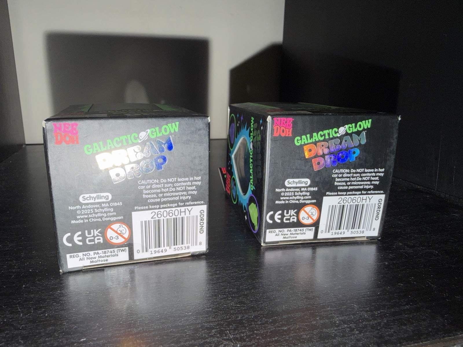 Needoh Galactic Glow Dream Drops Pair of 2 Green and Blue Authentic Brand New