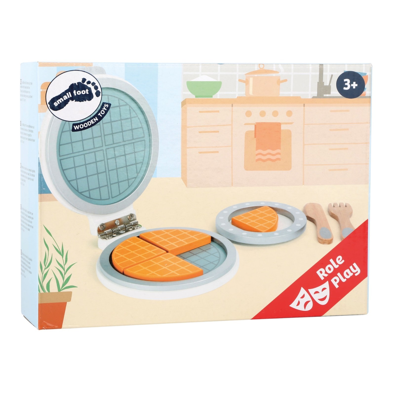 Small Foot Wooden Waffle Iron Toy For Play Kitchen Pretend Play Ages 3+