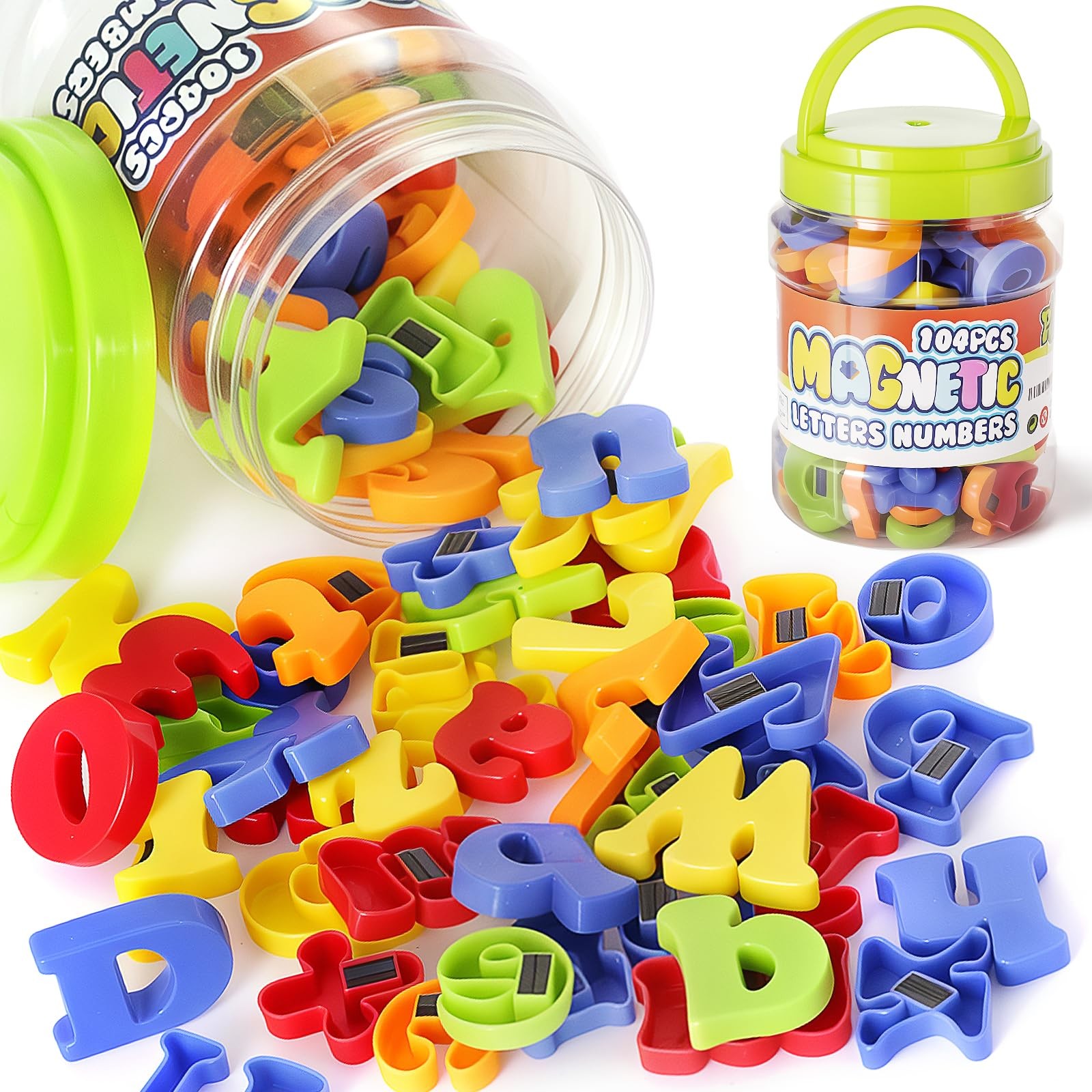 104 PCS Alphabet Magnetic Letters and Numbers for Toddlers,ABC 123 Fridge Edu…