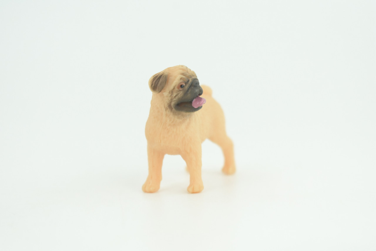 Pug Puppy Dog Toy, Realistic Hand Painted Rubber Model 1 3/4 Inches CH917 BB204