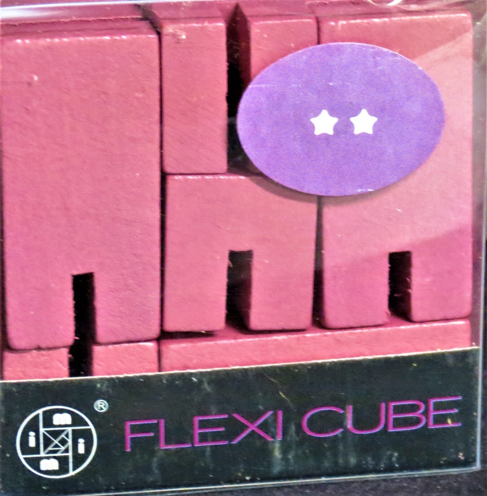 Flexi Cube NEW Wooden Mauve Build Toy RARE , Streamline, Simple Genius age 6 u