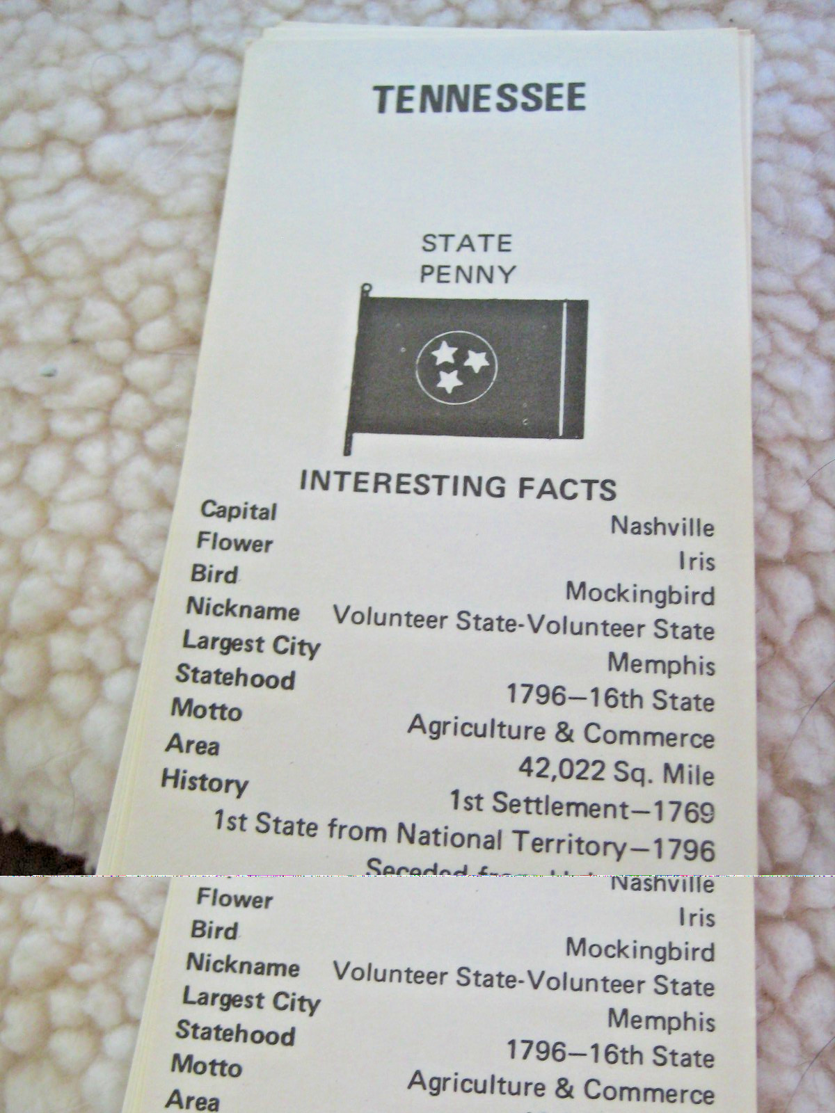 Vintage 50 United States Interesting Fact Cards Paper