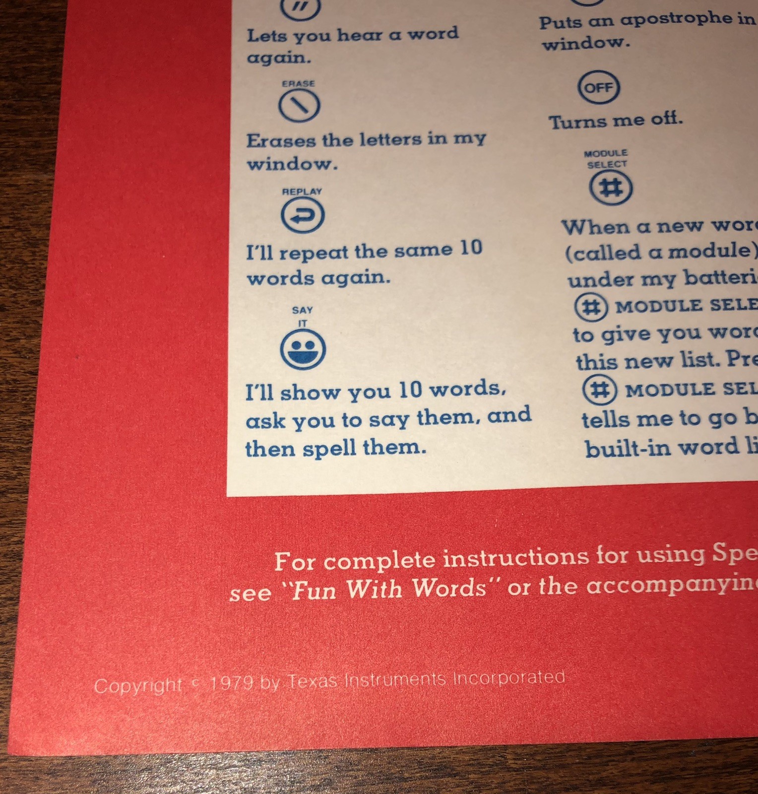 Vintage 1978 Texas Instruments Speak & Spell Tested Working with Activity Book