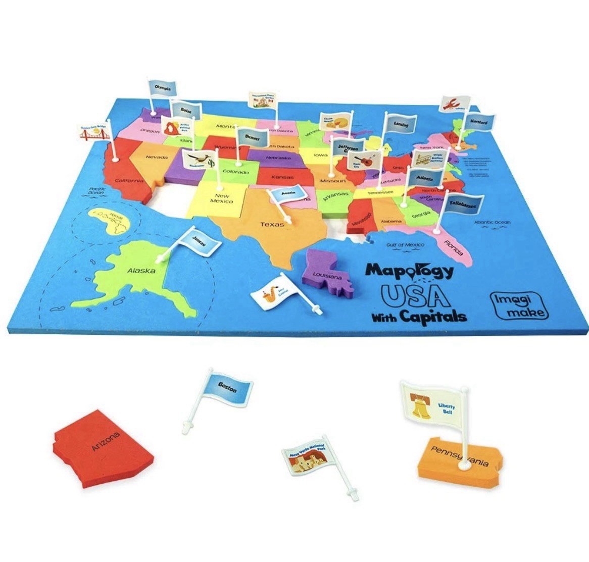 Mapology USA Map with Capitals For Learning States and Capitals Kids Puzzle