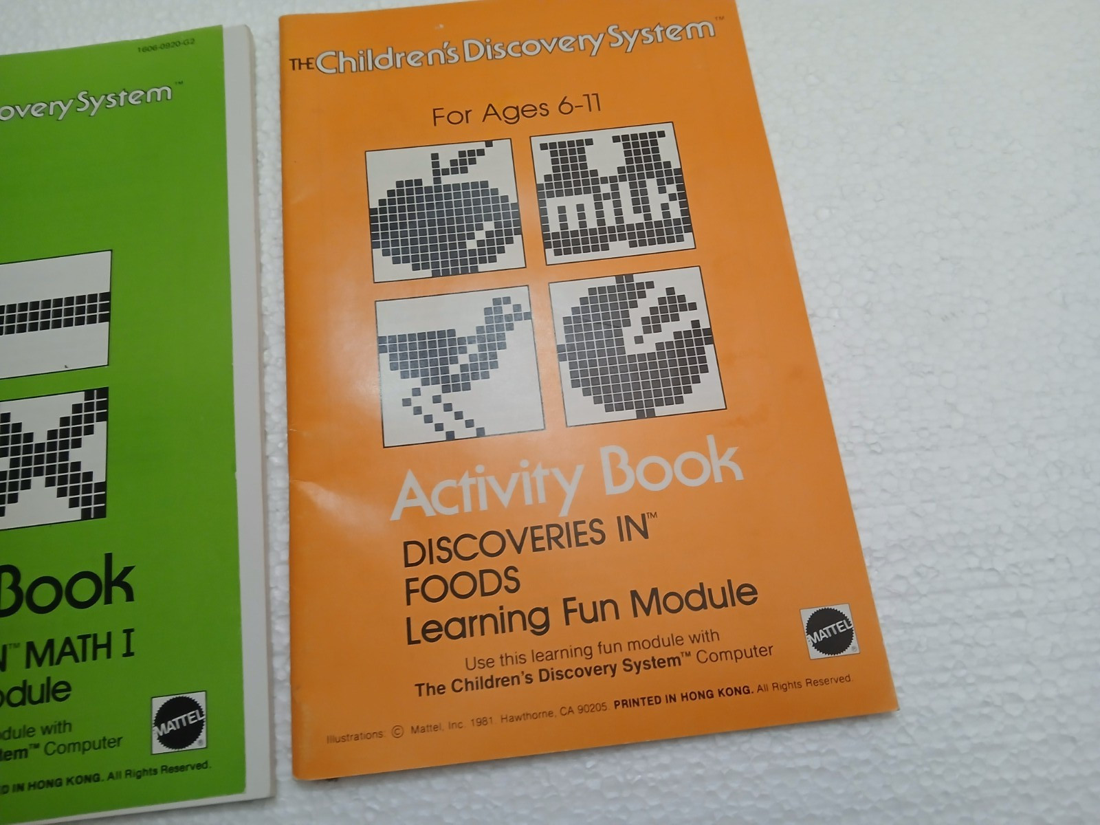 3 Diff. Mattel Children’s Discovery System Activity Books 1980-81 Math Foods +