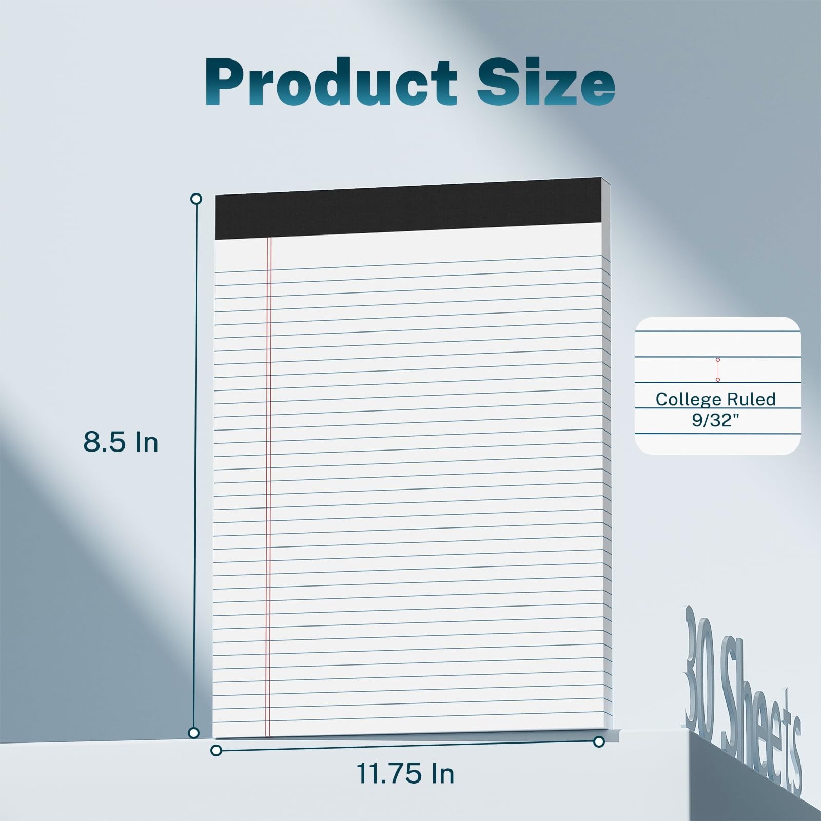 12 Pcs Legal Pads 8.5″ x 11″ College Ruled Note Pads 8.5 x 11.75 Inch Micro-P…