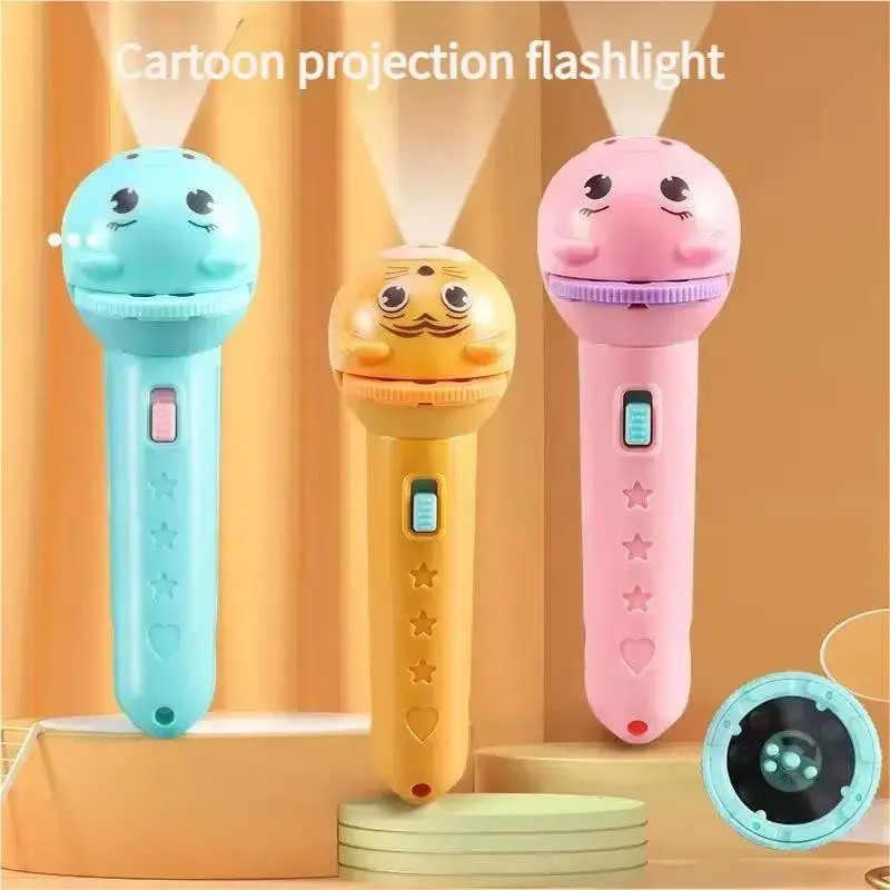 Children Cartoon Project Flashlight w/3 Slides Cognitive Story Learning Kid Toy