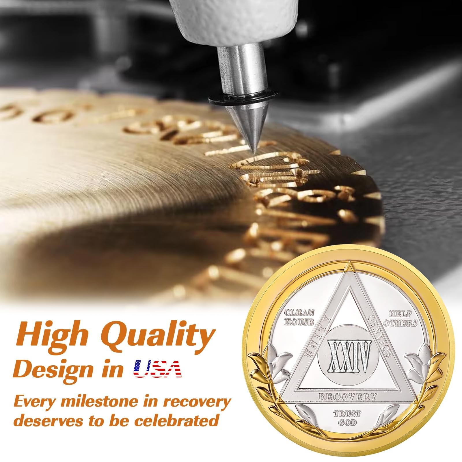 Victory Path 24 Year Sobriety Coin, Affirmation AA Chips, Addiction Recovery …