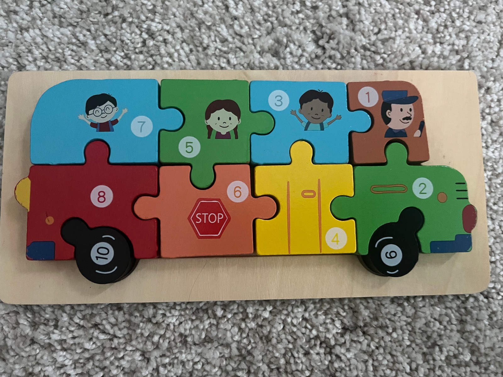Set of 2 Wooden 3D Jigsaw Puzzle for Toddlers Kids, Educational Toys Bus & Ship