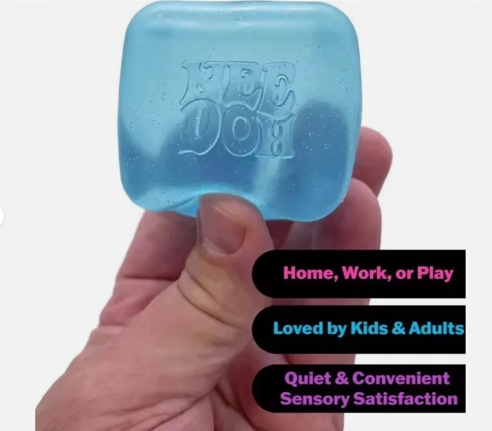 AUTHENTIC LOT 3X Nee Doh NEEDOH Nice Cube Super Solid Squish Blue Sensory Toy